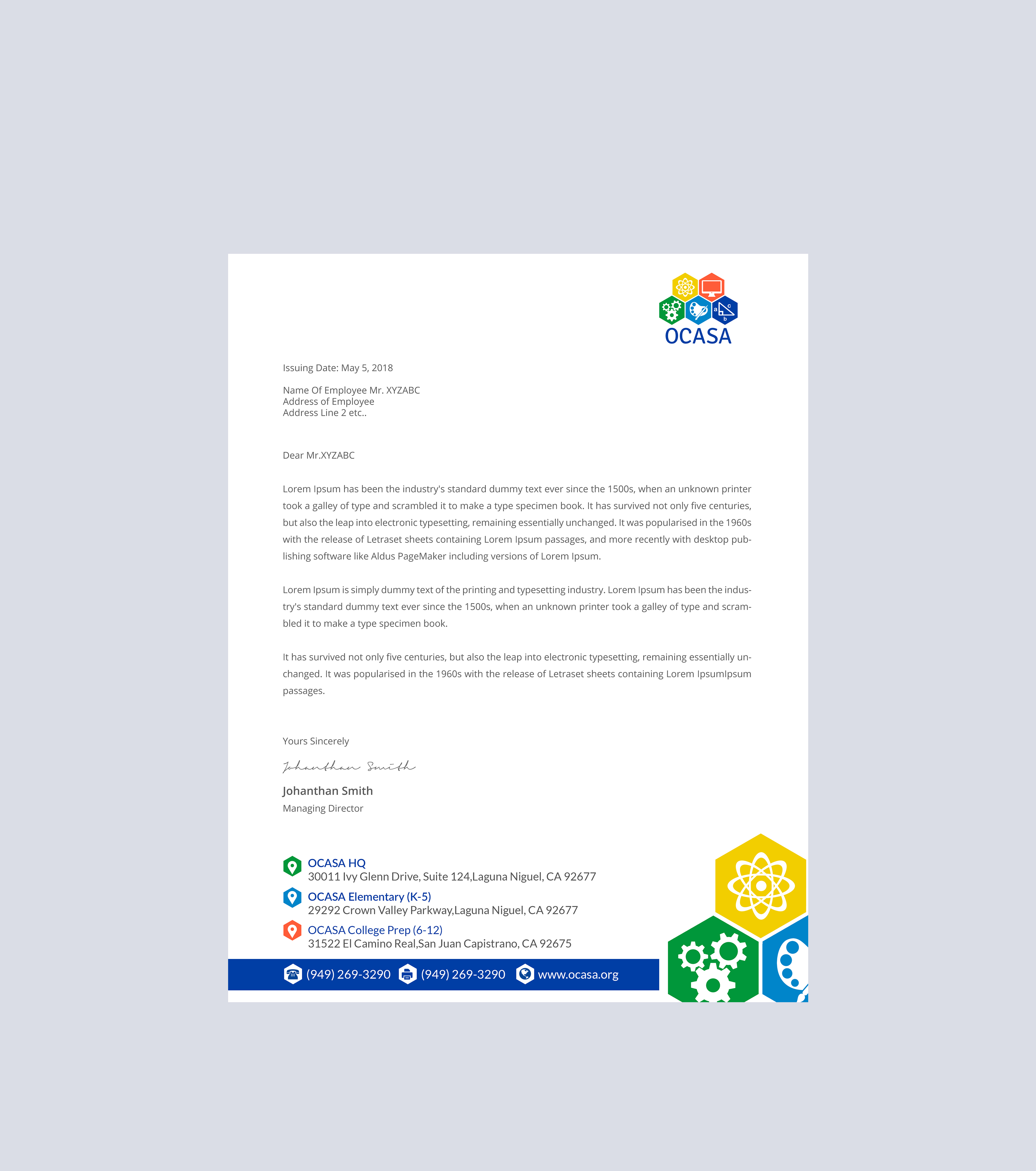 Stationery Design by Creations Box 2015 for Orange County Academy of Sciences and Arts | Design #29052821