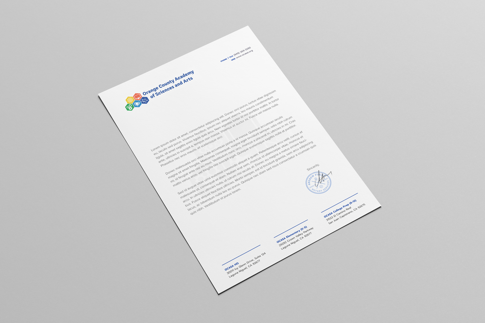 Stationery Design by HYPdesign for Orange County Academy of Sciences and Arts | Design #29045296