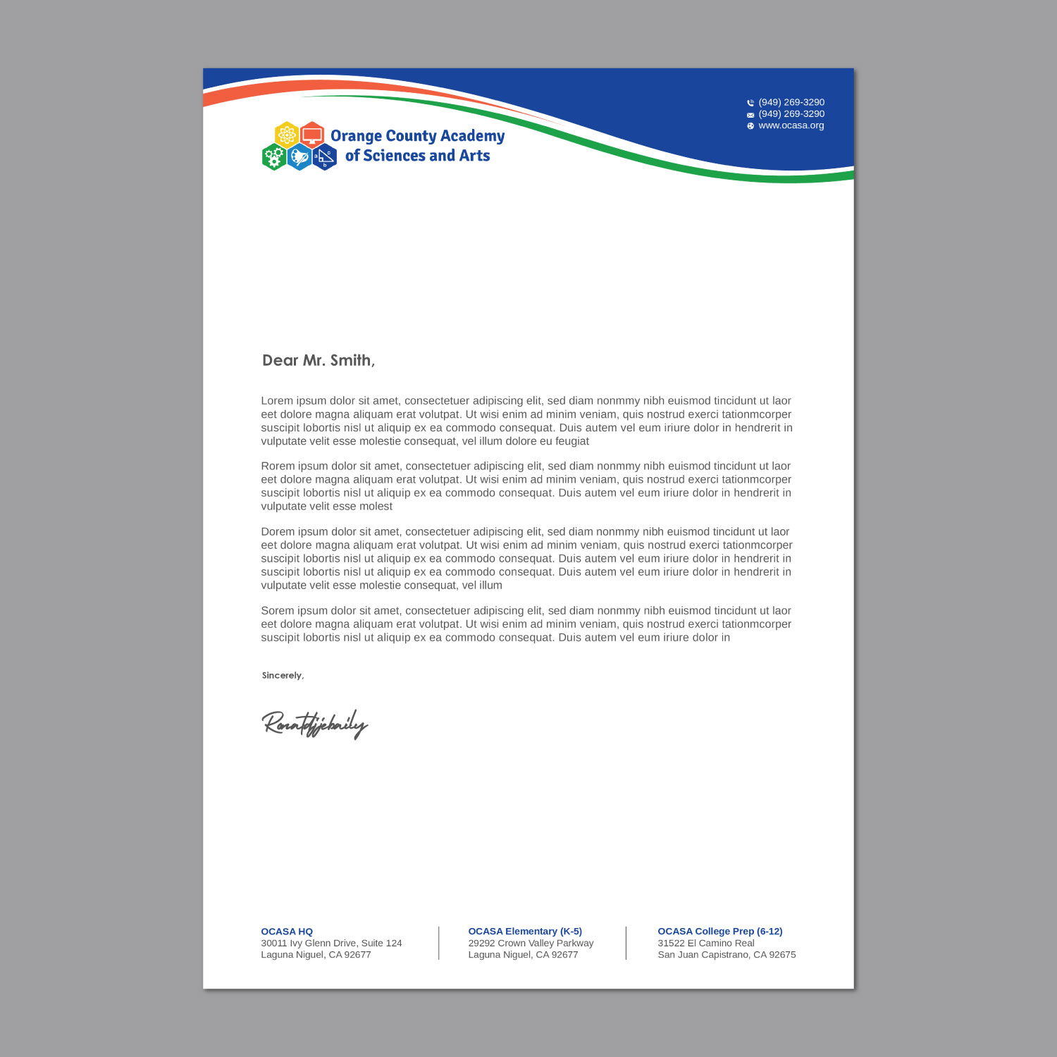 Diseño de Papelería por LAXMI DESIGNHUB para Orange County Academy of Sciences and Arts | Diseño #29043333