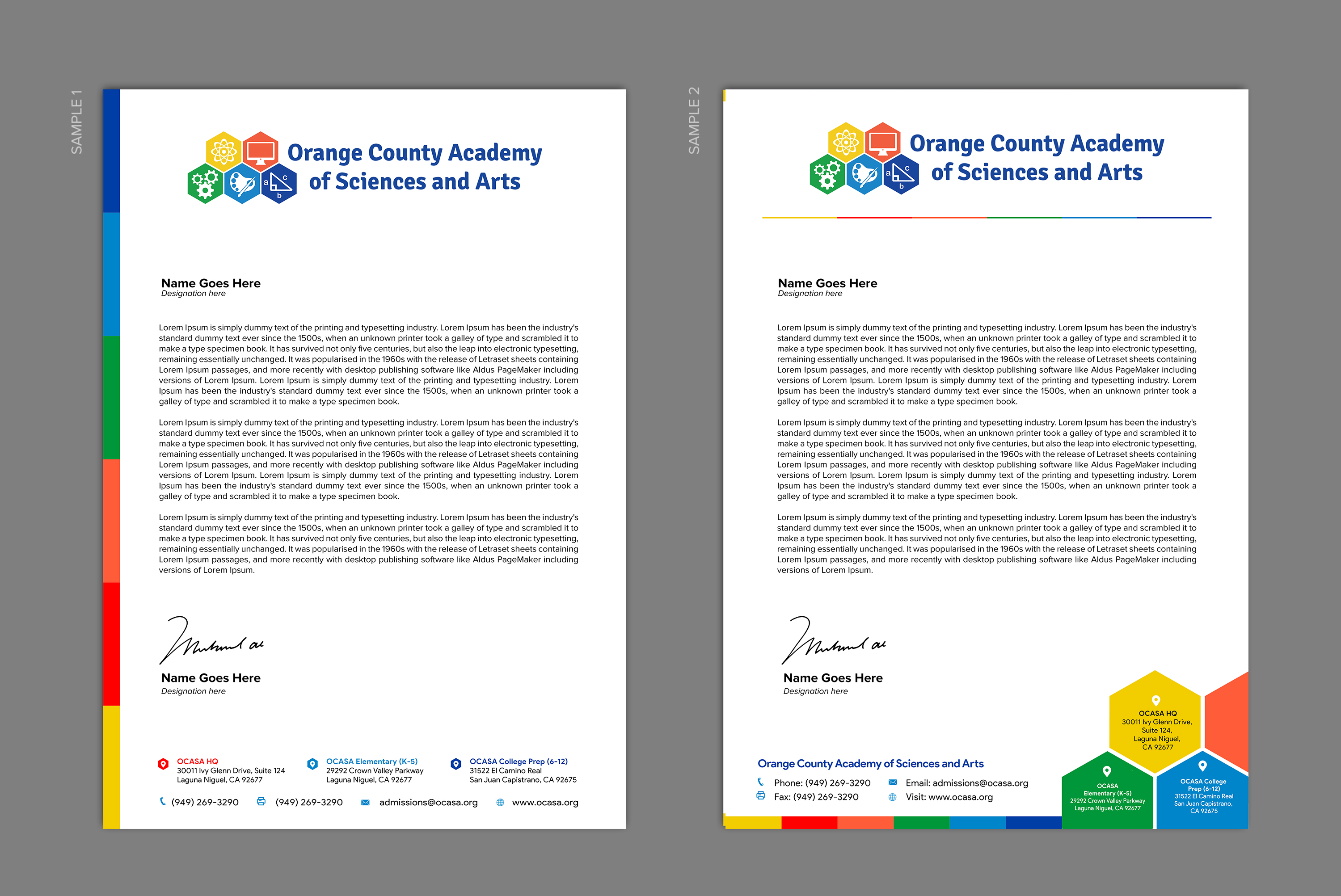 Diseño de Papelería por ARTOGRAPHY para Orange County Academy of Sciences and Arts | Diseño #29068364