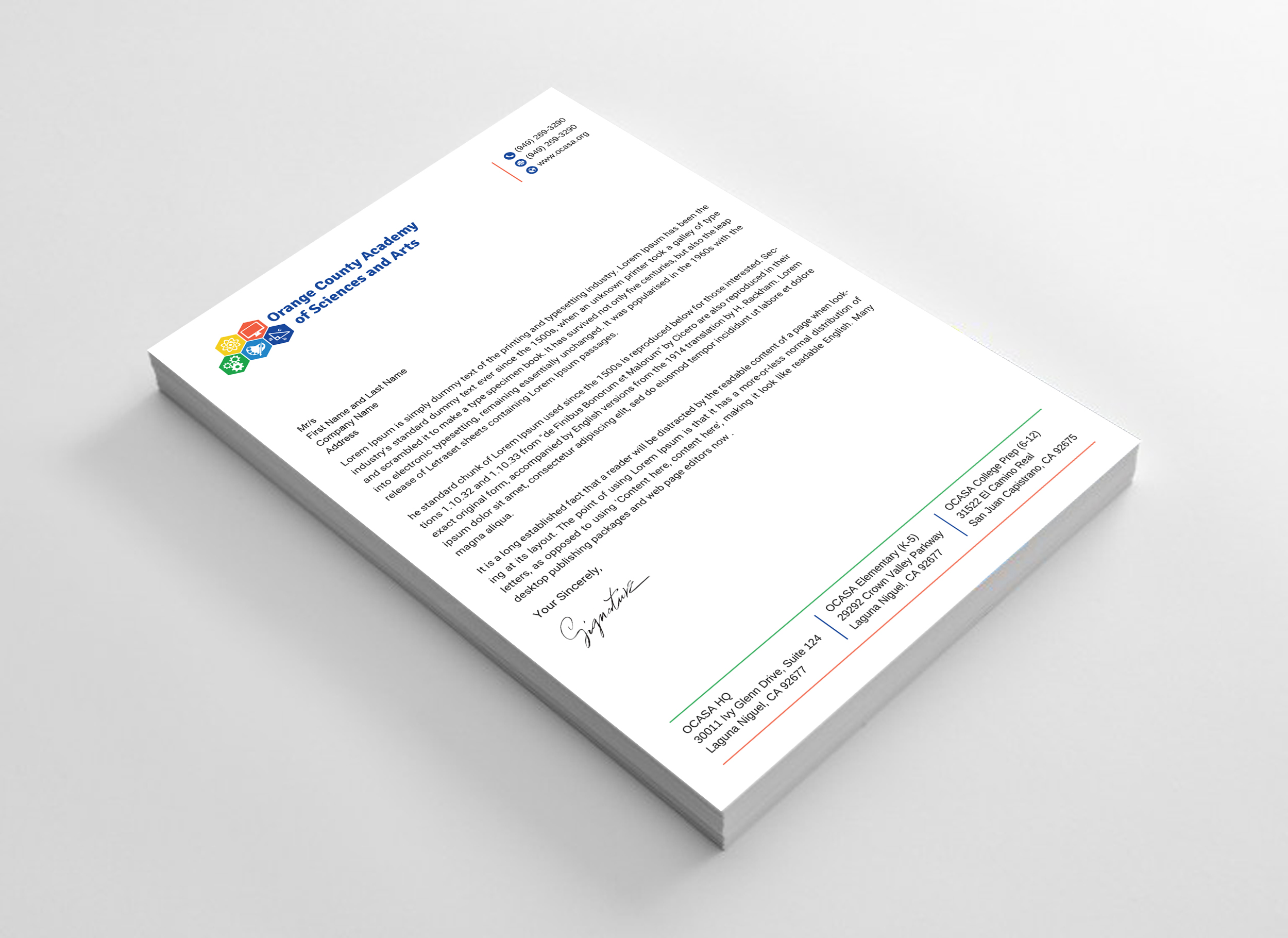 Stationery Design by Uttom 2 for Orange County Academy of Sciences and Arts | Design #29041296