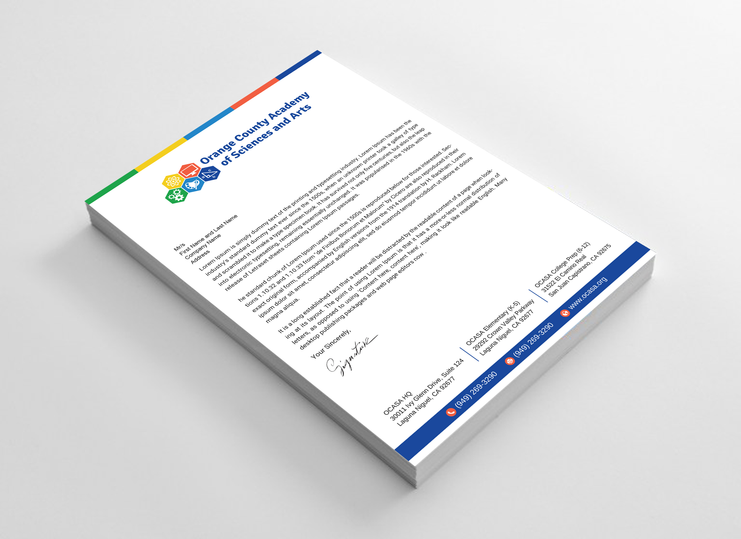 Stationery Design by Uttom 2 for Orange County Academy of Sciences and Arts | Design #29041301