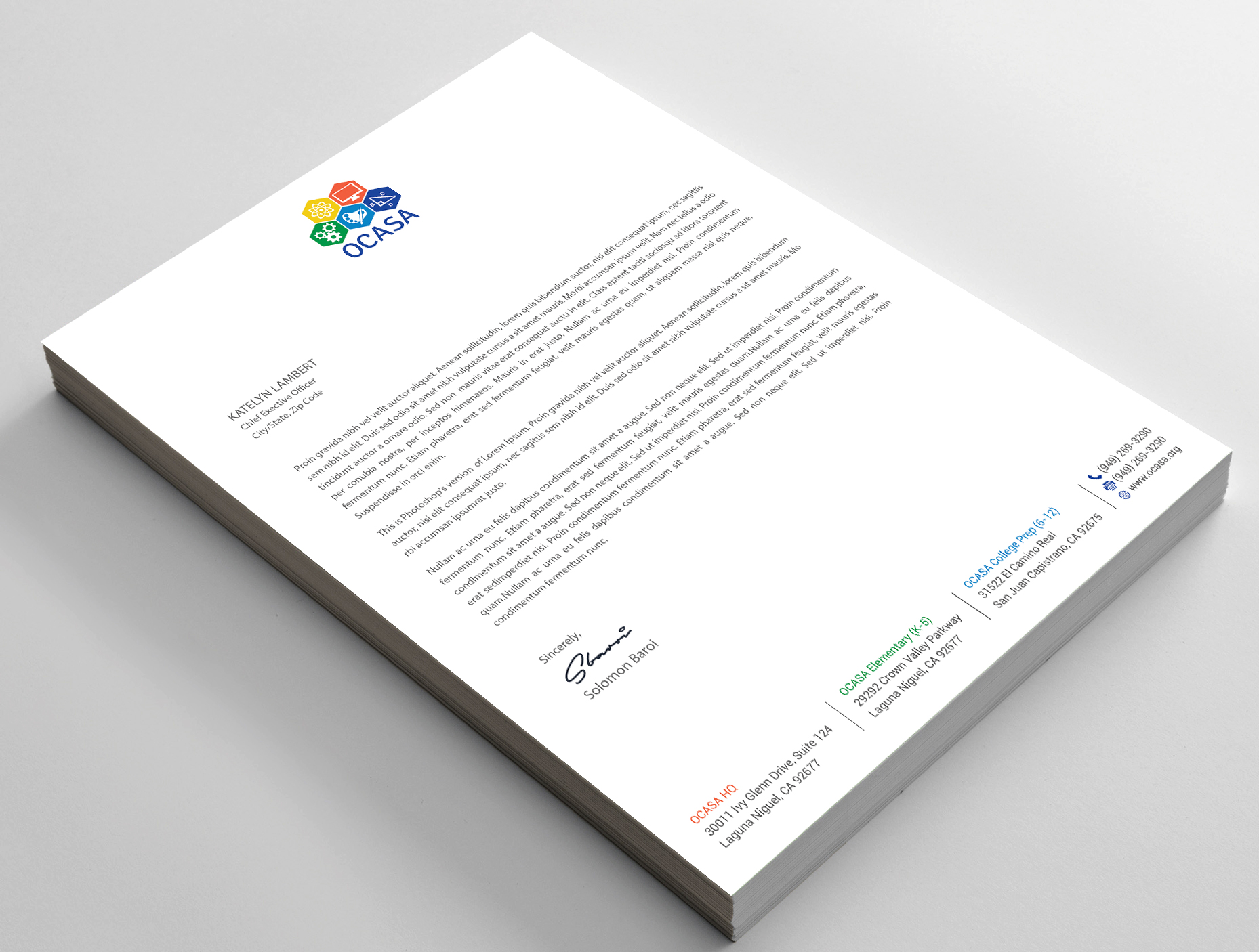 Stationery Design by DesignShout for Orange County Academy of Sciences and Arts | Design #29070733