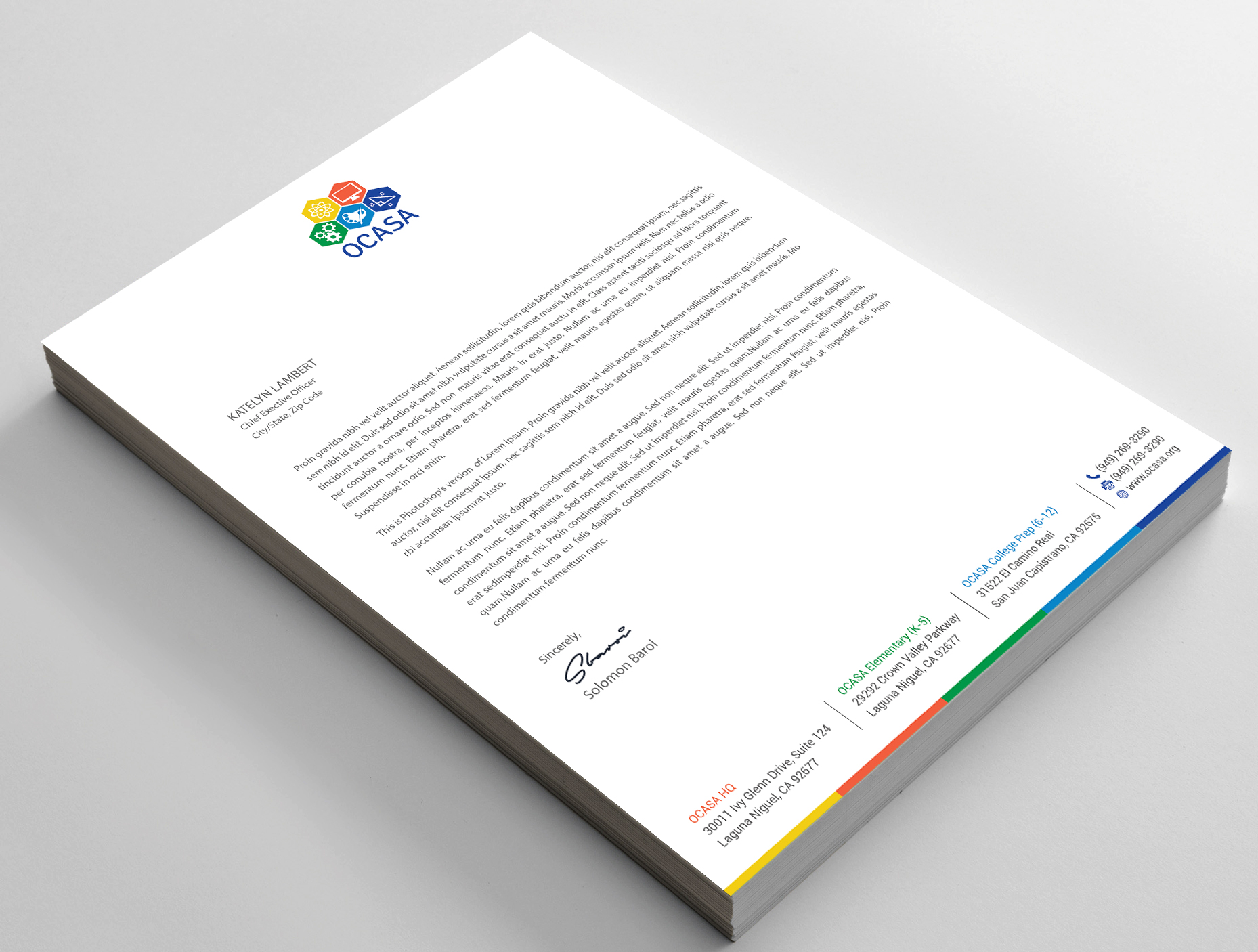 Stationery Design by DesignShout for Orange County Academy of Sciences and Arts | Design #29070741