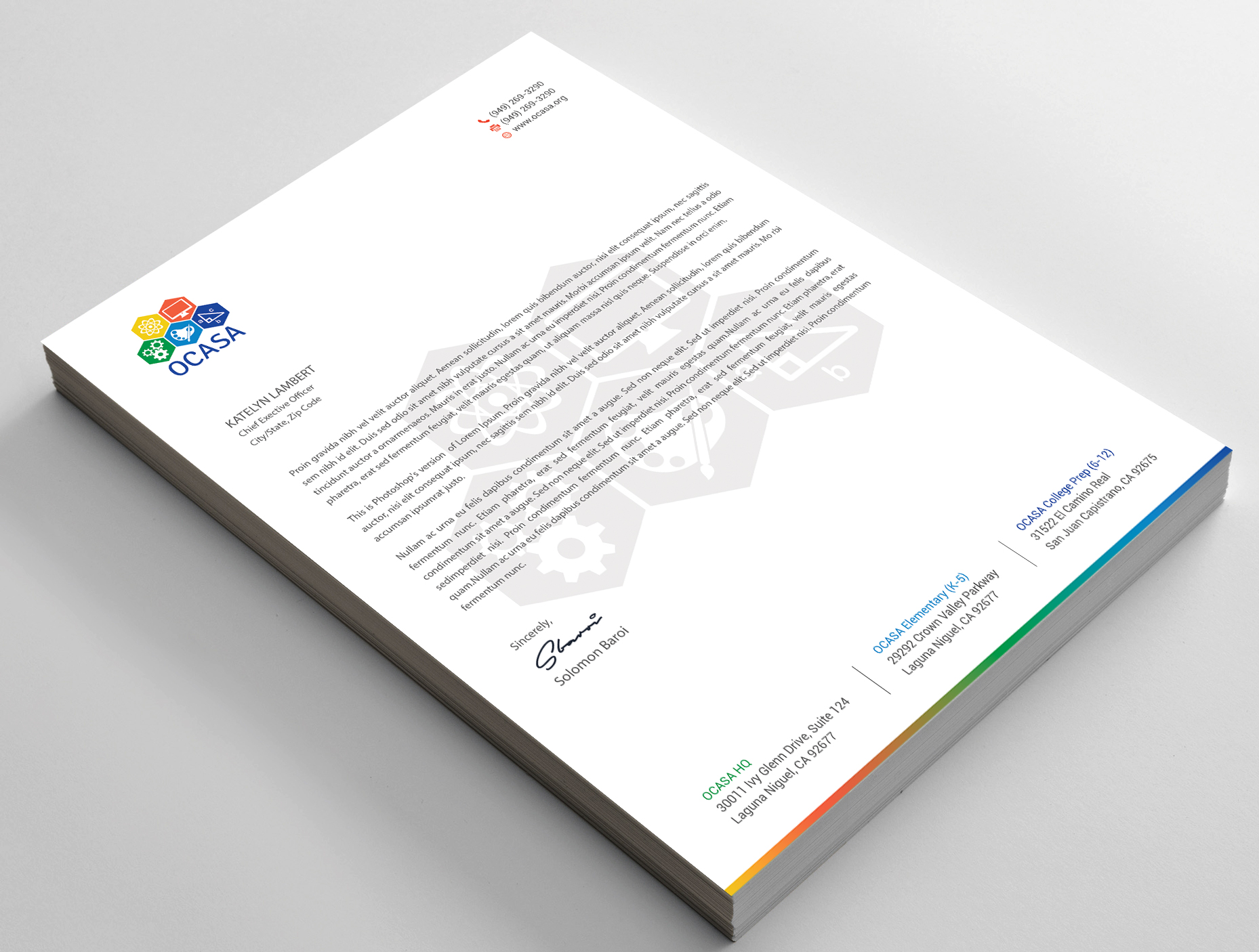 Diseño de Papelería por DesignShout para Orange County Academy of Sciences and Arts | Diseño #29070780