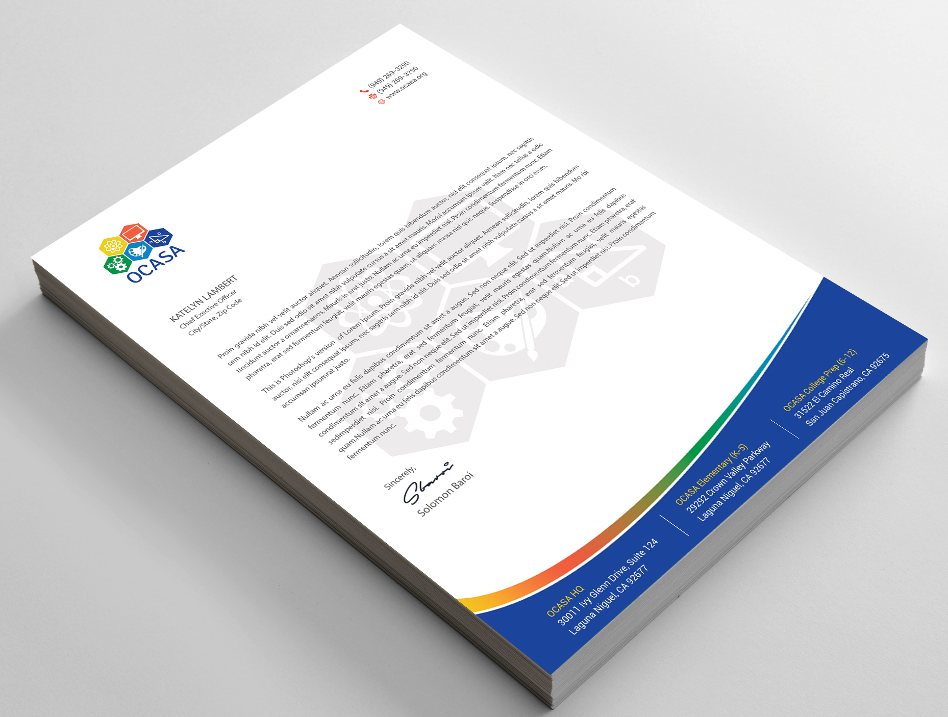 Diseño de Papelería por DesignShout para Orange County Academy of Sciences and Arts | Diseño #29070813