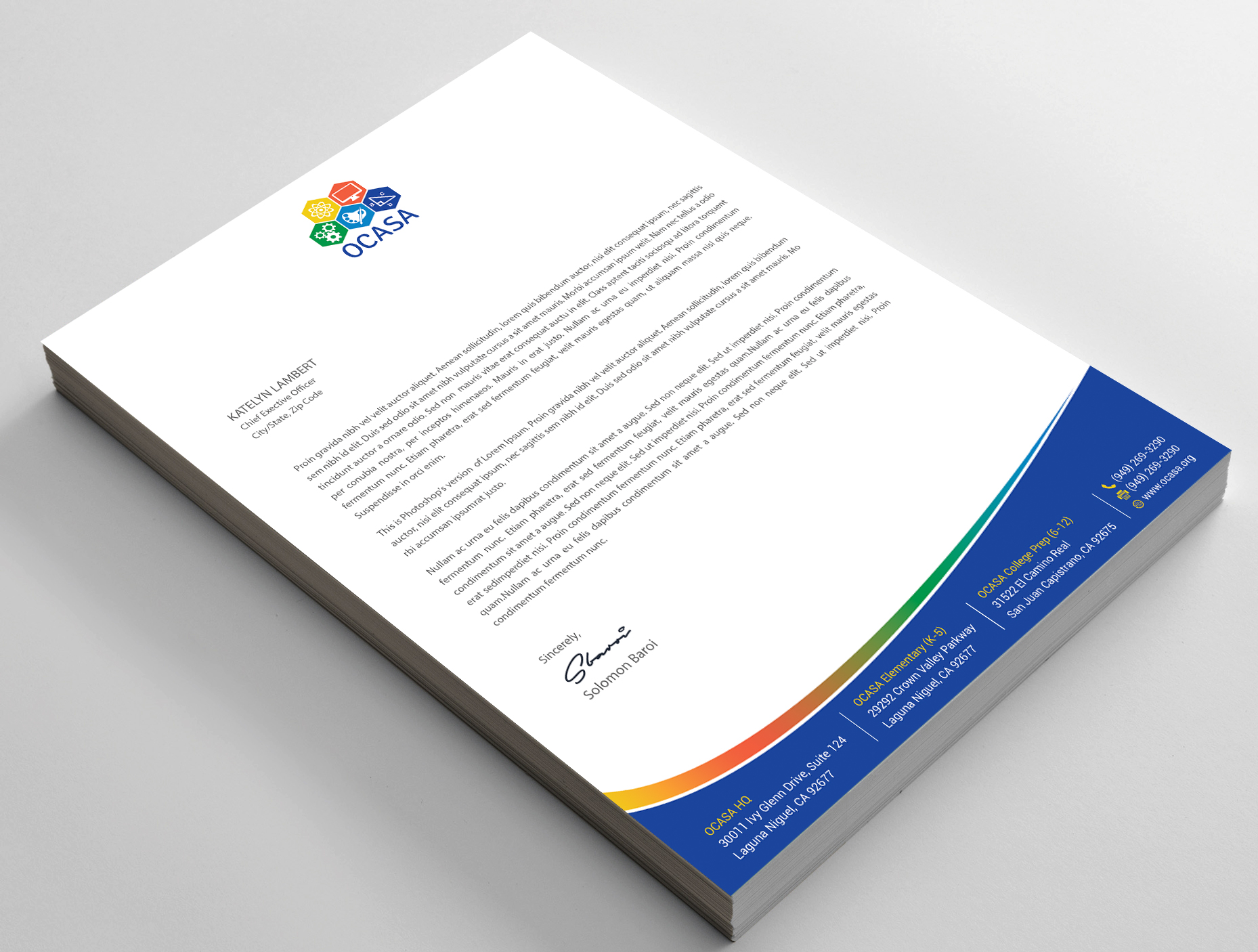 Stationery Design by DesignShout for Orange County Academy of Sciences and Arts | Design #29070814