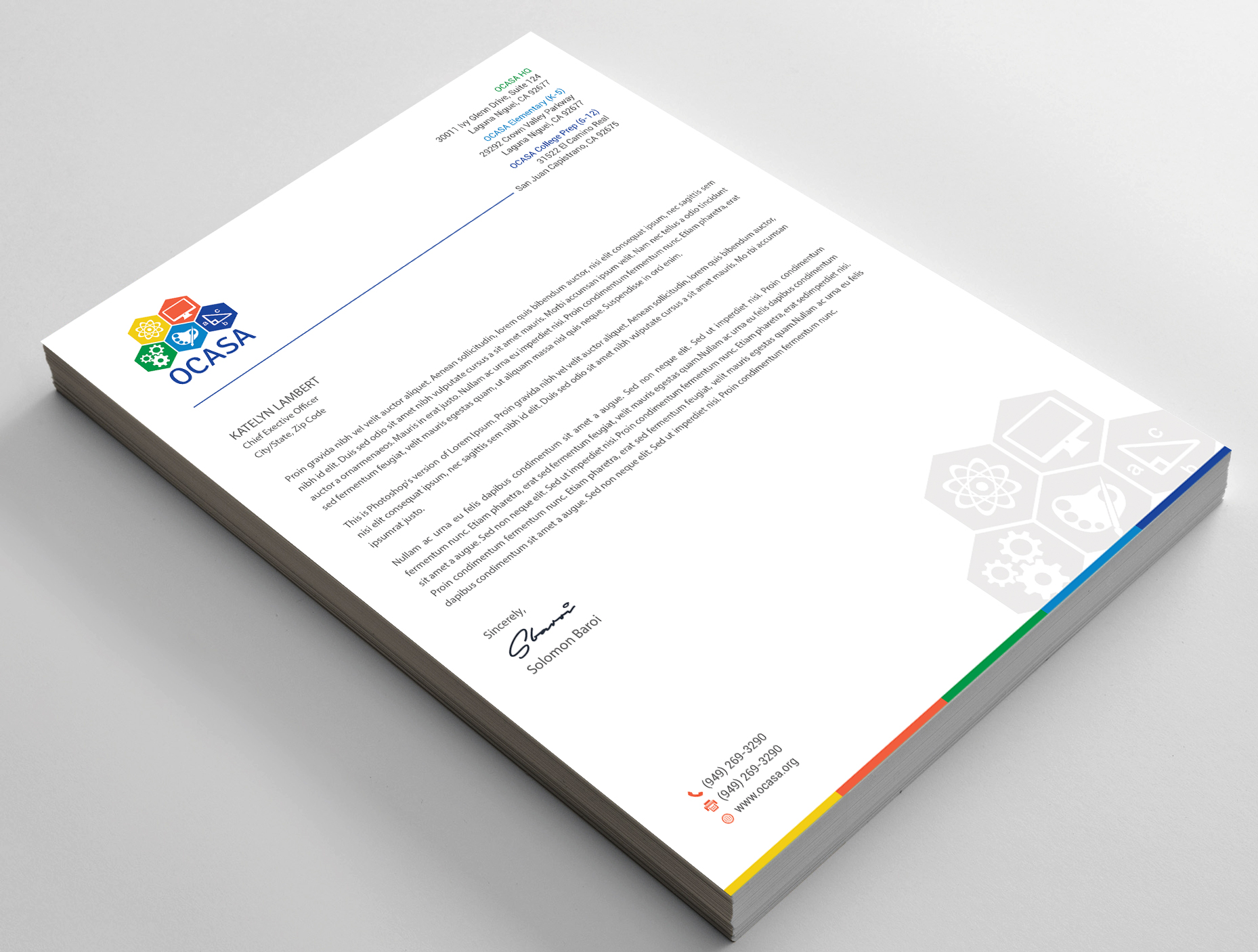 Stationery Design by DesignShout for Orange County Academy of Sciences and Arts | Design #29070867