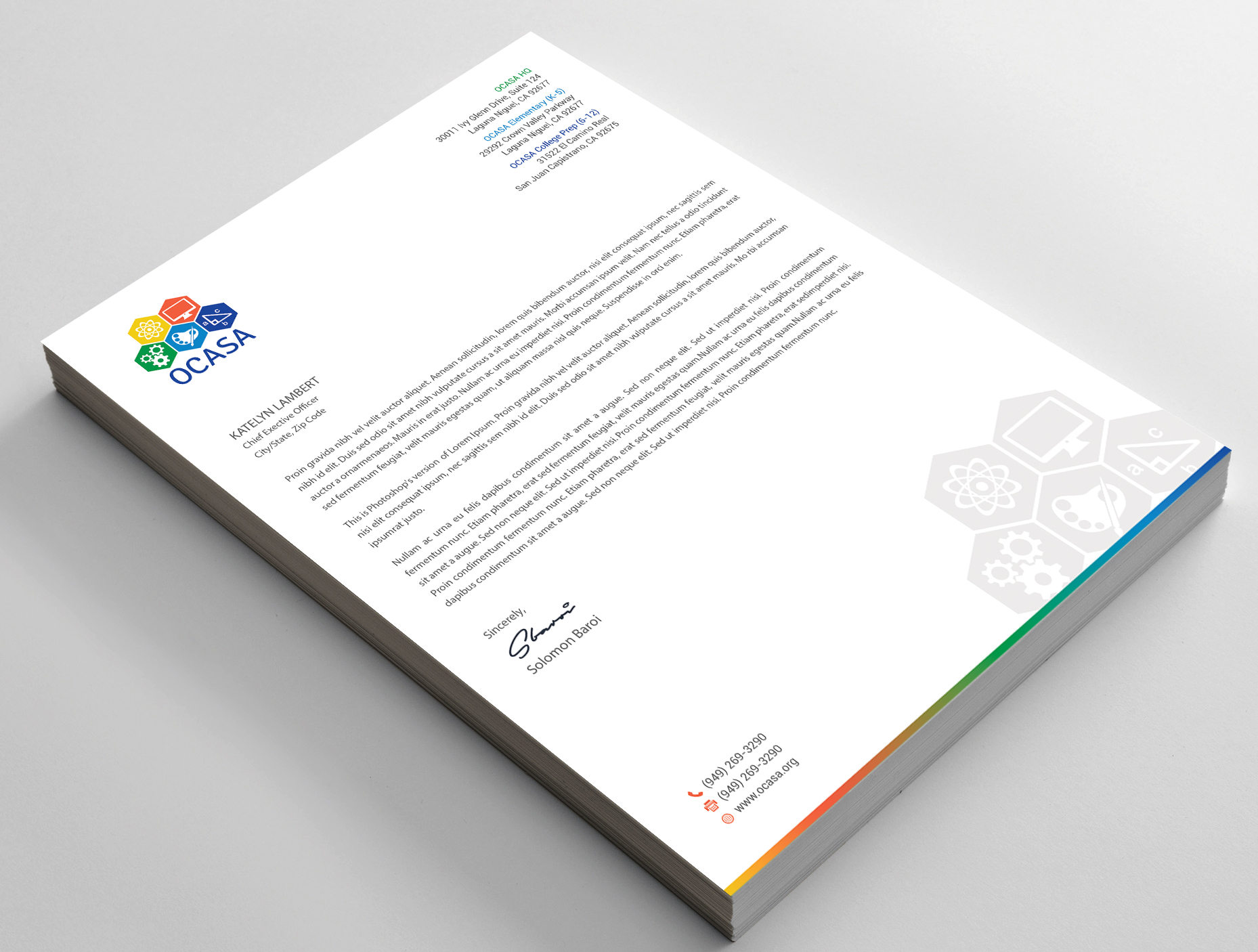 Stationery Design by DesignShout for Orange County Academy of Sciences and Arts | Design #29070868