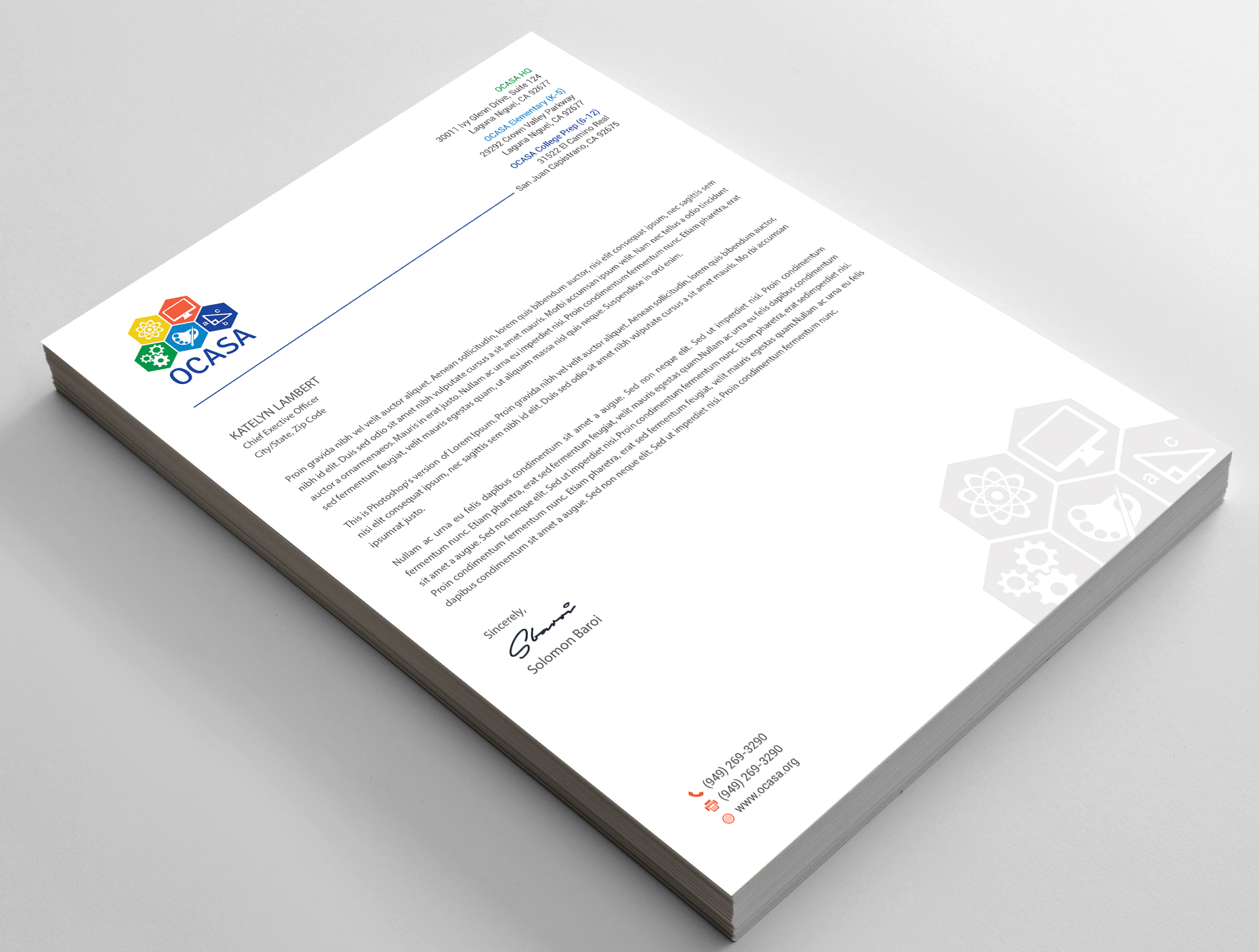 Stationery Design by DesignShout for Orange County Academy of Sciences and Arts | Design #29070869