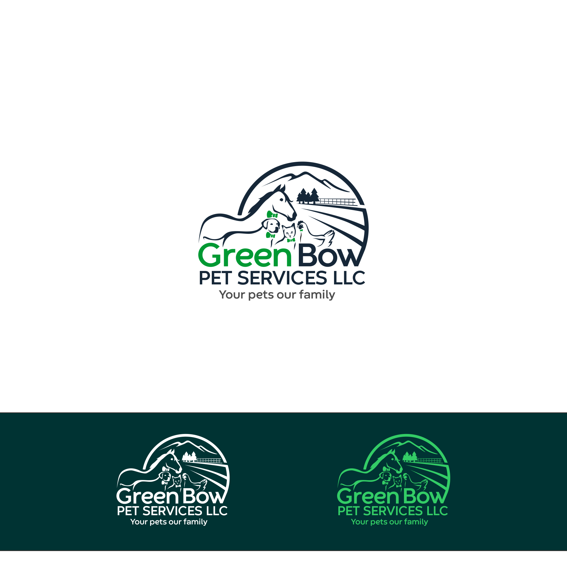 Logo Design by Arham Hidayat for Green Bow Pet Services LLC  | Design #29058787