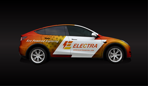 Car Branding for our TESLA Y Car Rental in Iceland | Design de Covering de Véhicule par Kira Graphics