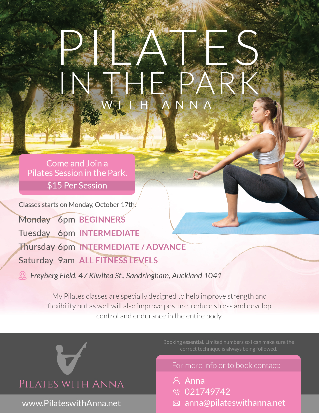 Flyer Design by Mikai!13 for Pilates with Anna | Design #29080858