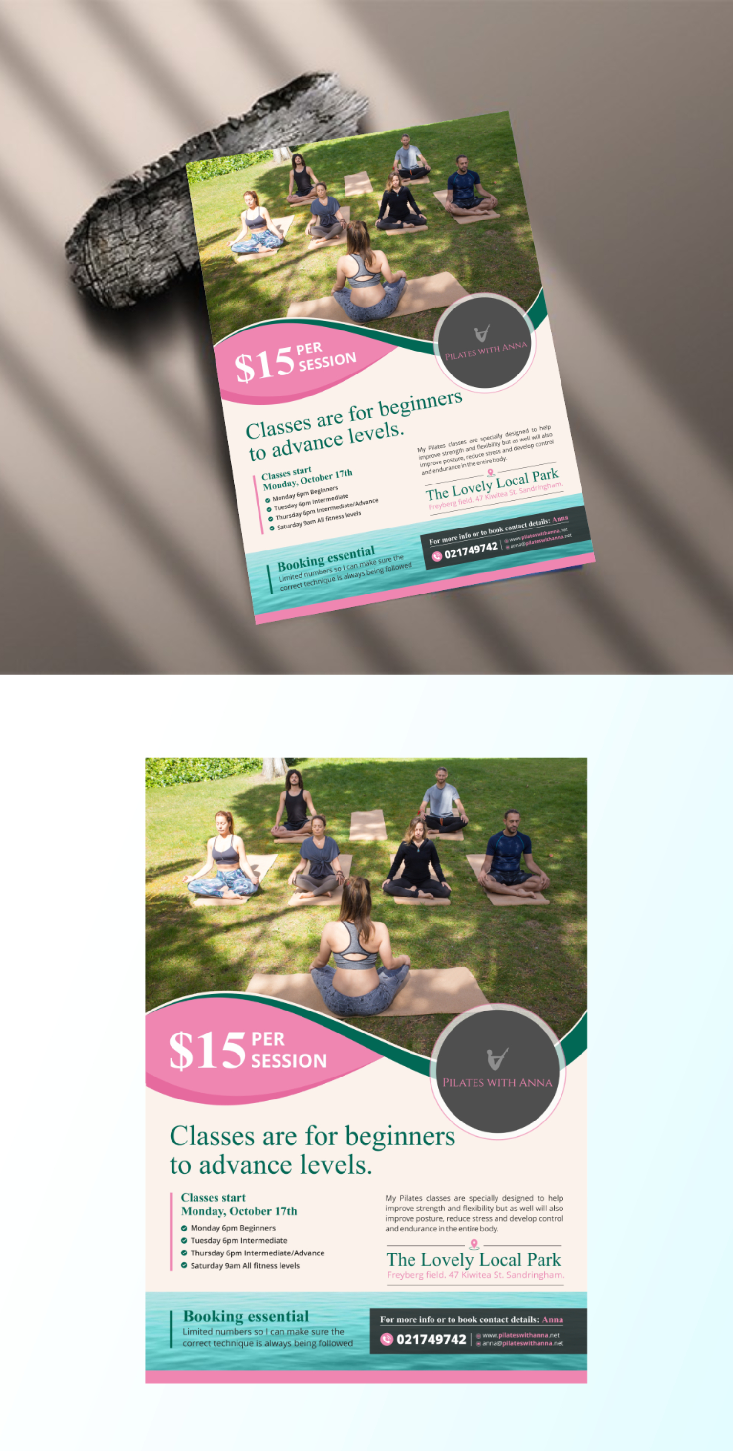 Flyer Design by KreativeMadz for Pilates with Anna | Design #29092712