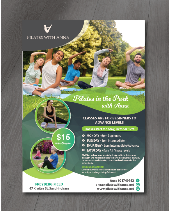 Flyer Design by alex989 for Pilates with Anna | Design #29081631