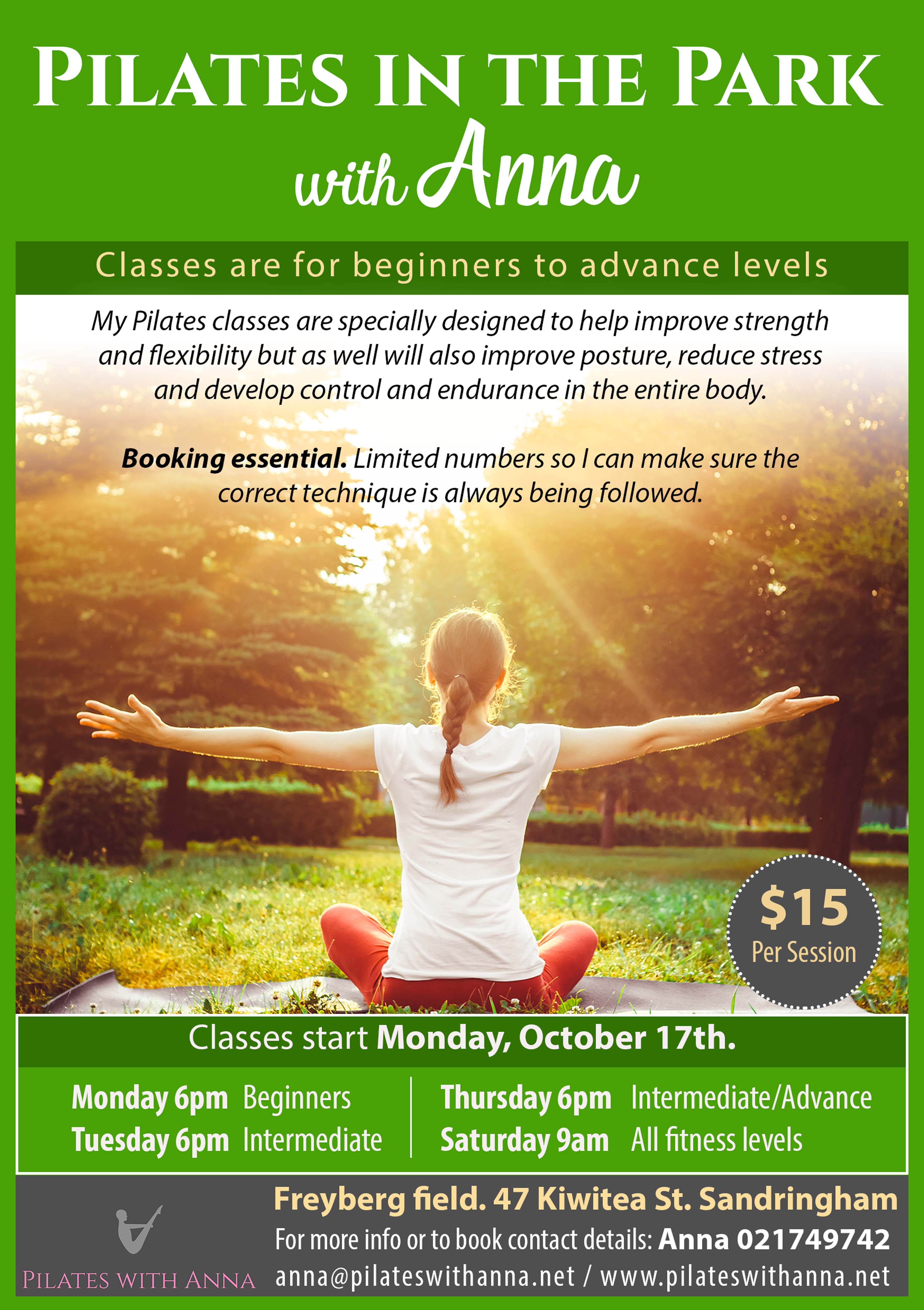 Flyer Design by alice for Pilates with Anna | Design #29081335