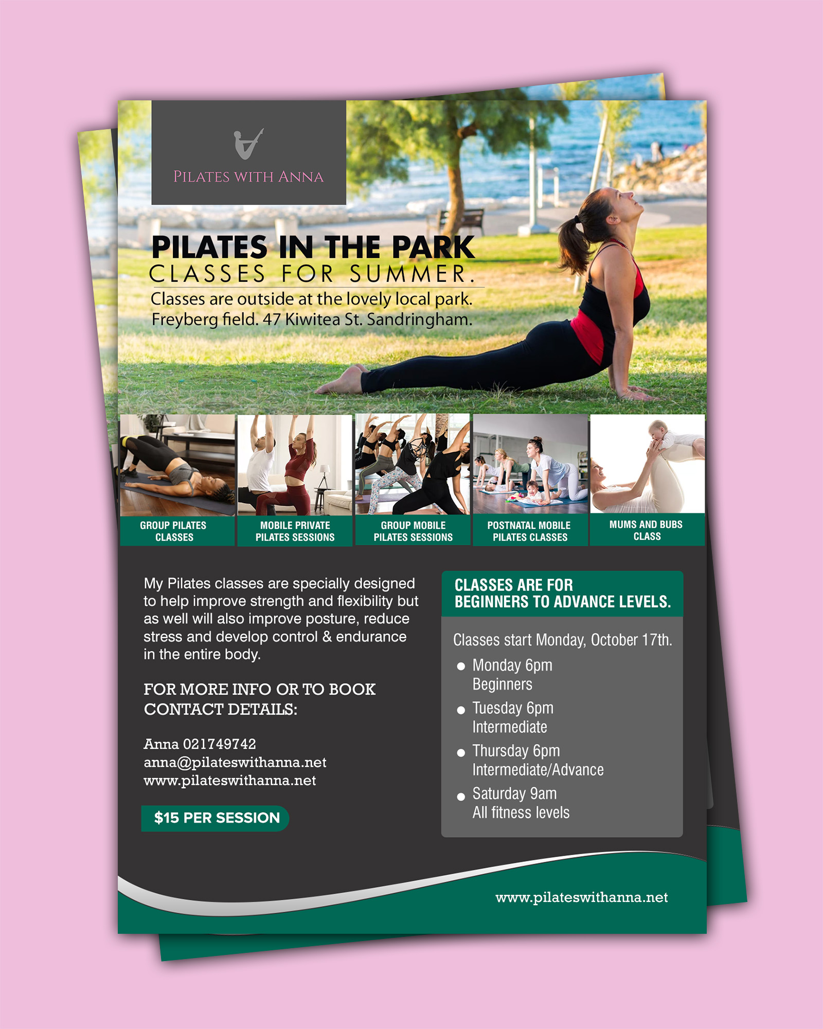 Flyer Design by chandrayaan.creative for Pilates with Anna | Design #29082223