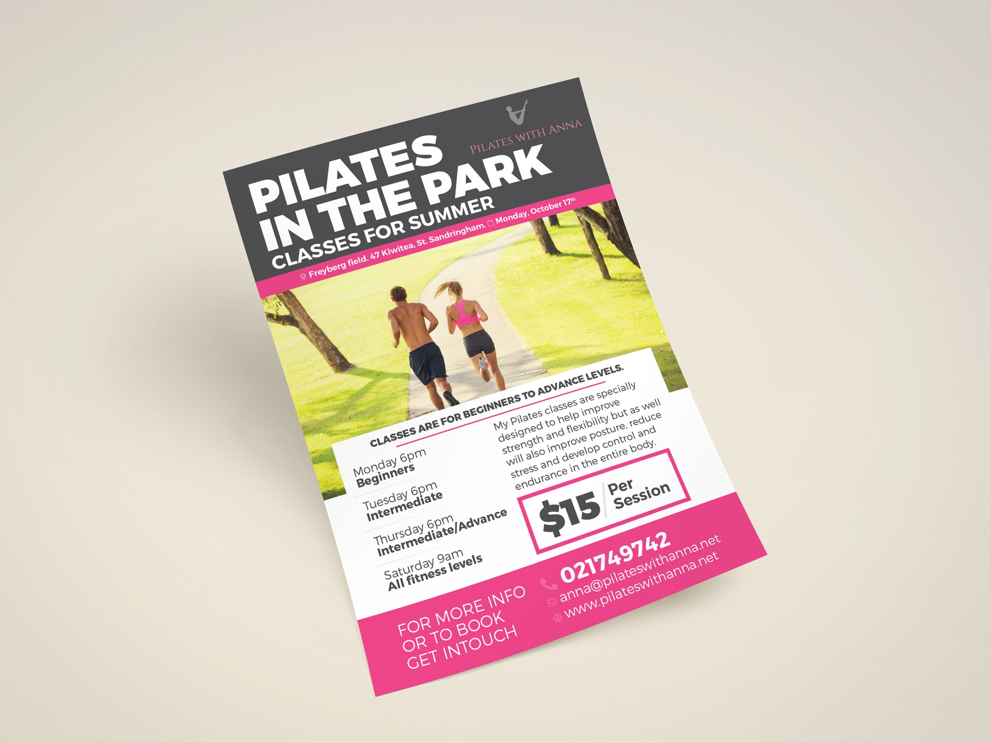 Flyer Design by Benson M. for Pilates with Anna | Design #29080839