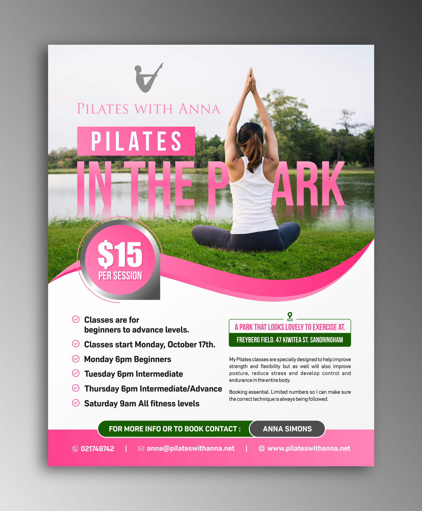 Flyer Design by ecorokerz for Pilates with Anna | Design #29081553
