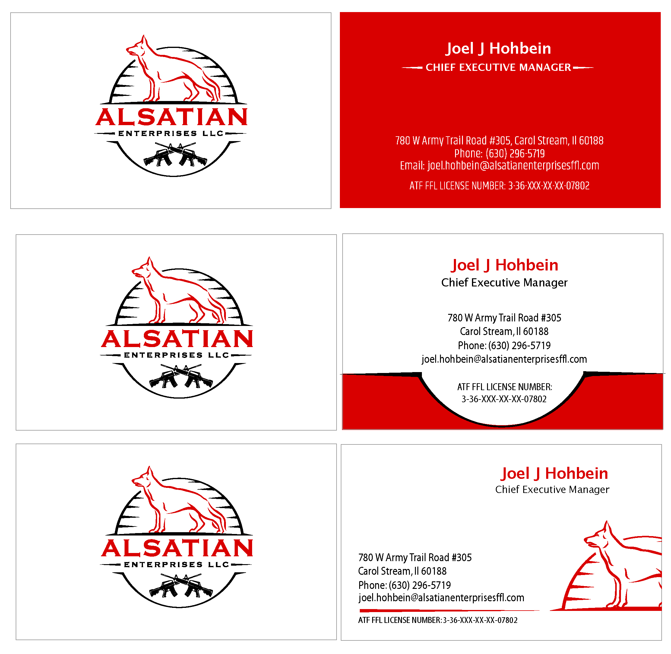 Business Card Design by AFTER LUNCH DESIGNS for Alsatian Enterprises LLC  | Design #29087939