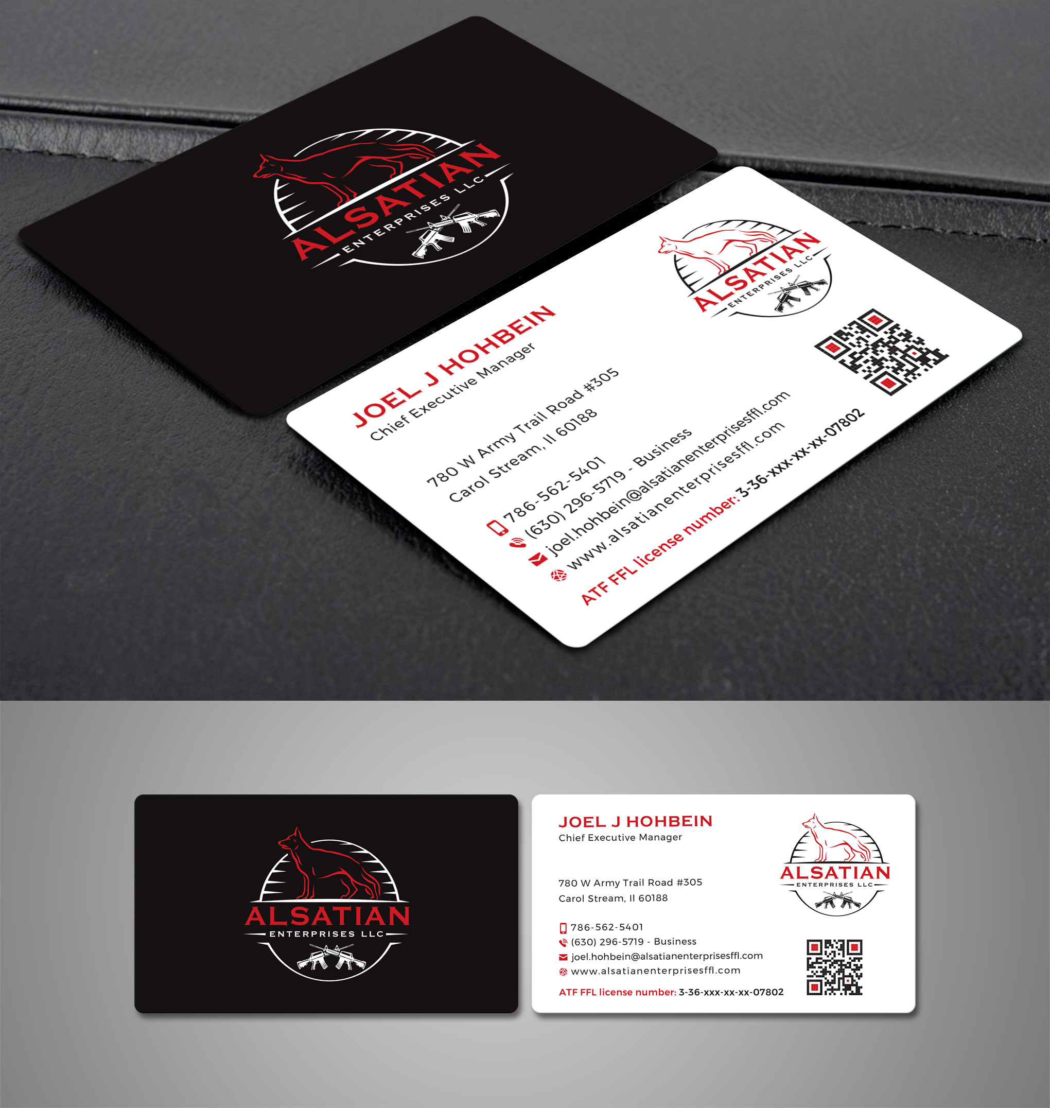 Business Card Design by Creative Moon Design for Alsatian Enterprises LLC  | Design #29109276