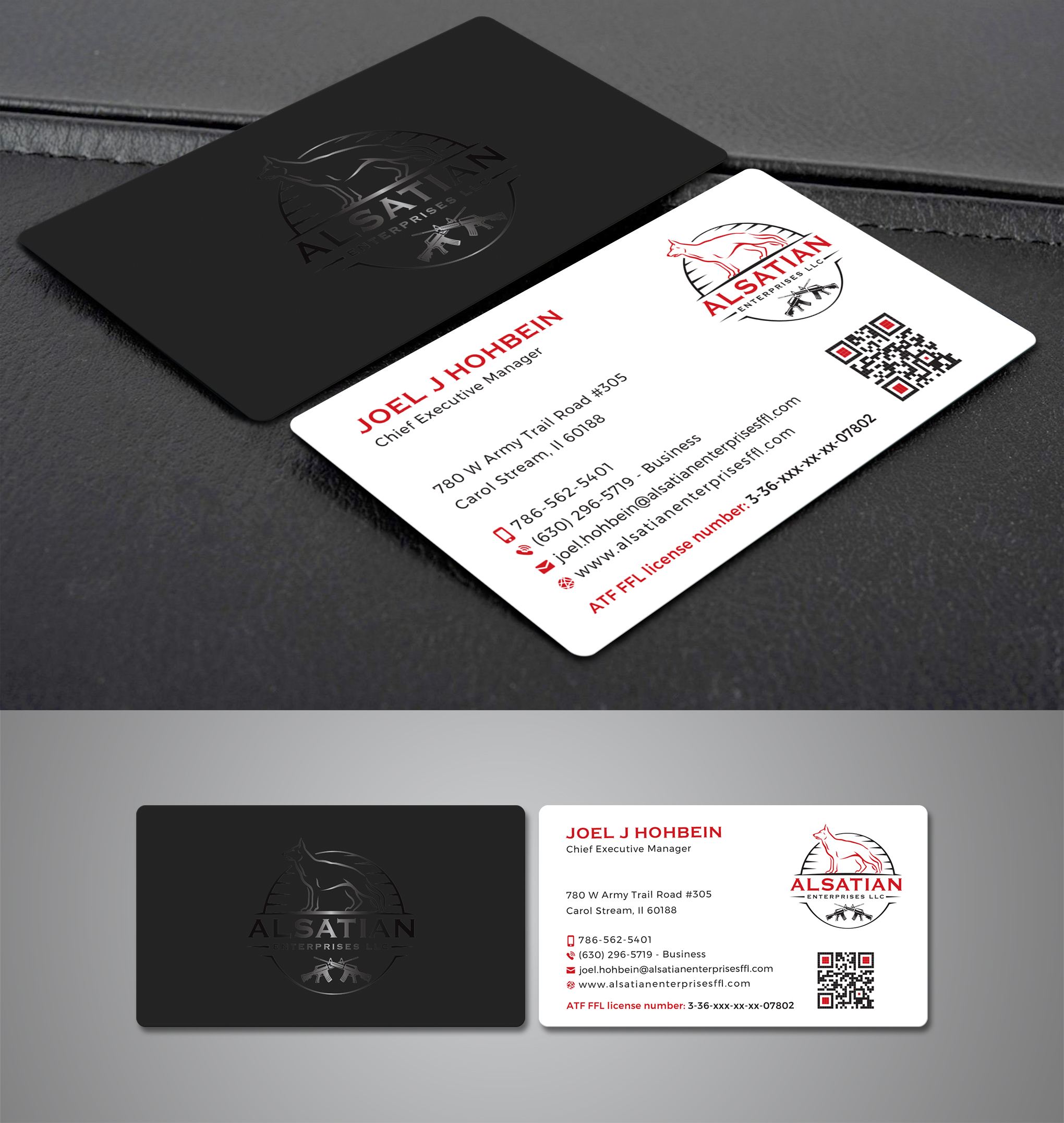 Business Card Design by Creative Moon Design for Alsatian Enterprises LLC  | Design #29109277