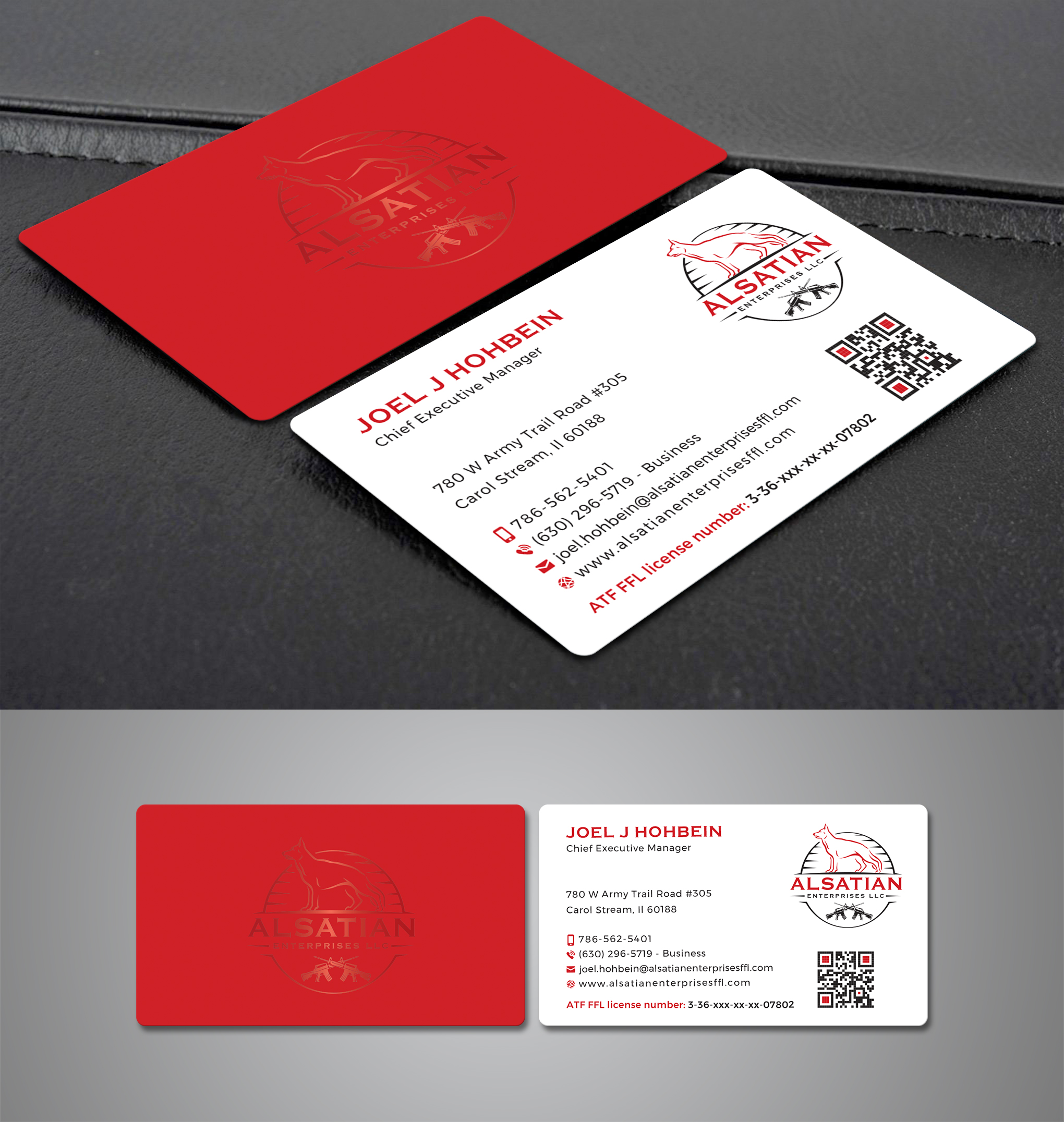 Business Card Design by Creative Moon Design for Alsatian Enterprises LLC  | Design #29109279