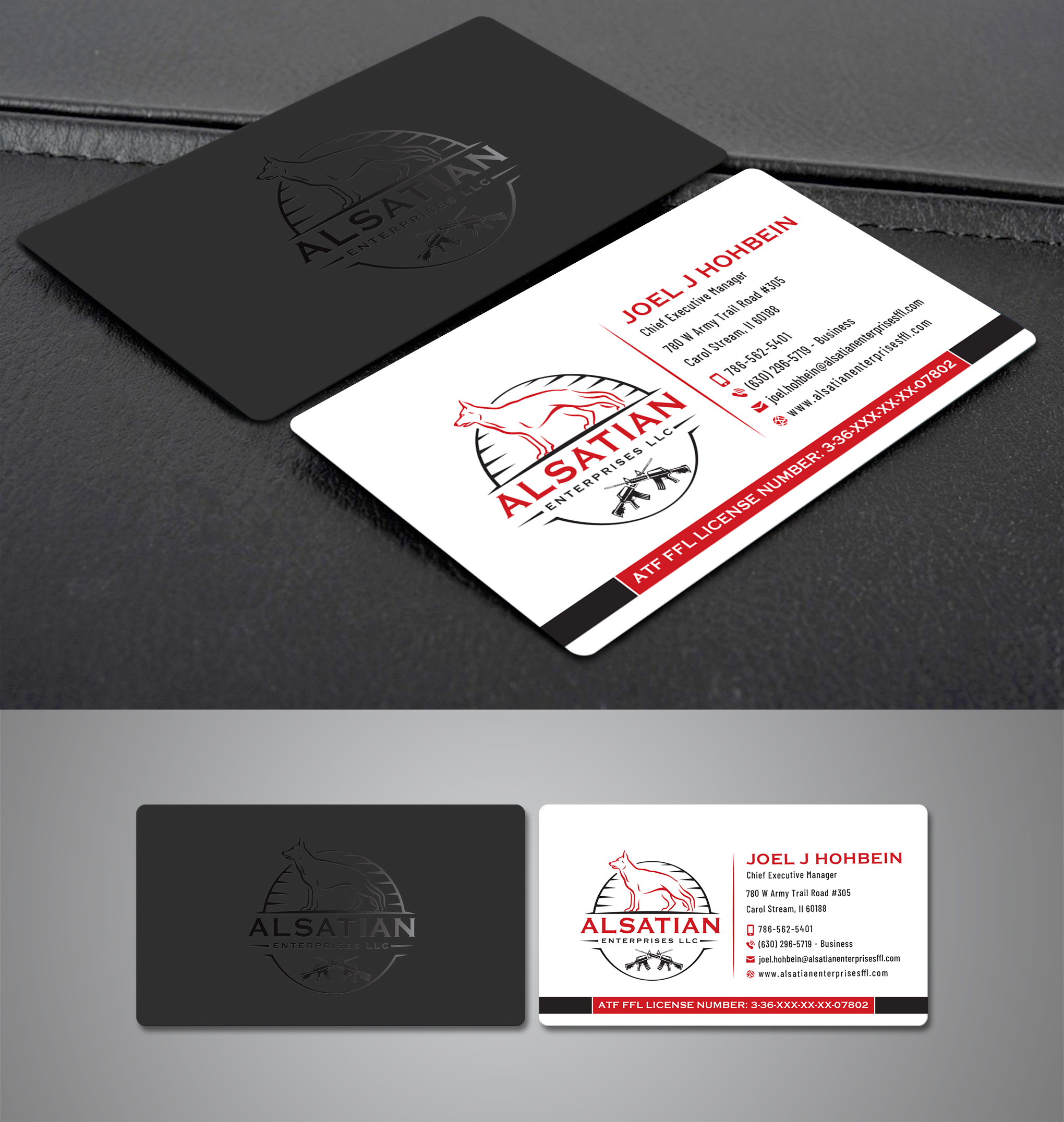 Business Card Design by Creative Moon Design for Alsatian Enterprises LLC  | Design #29127656