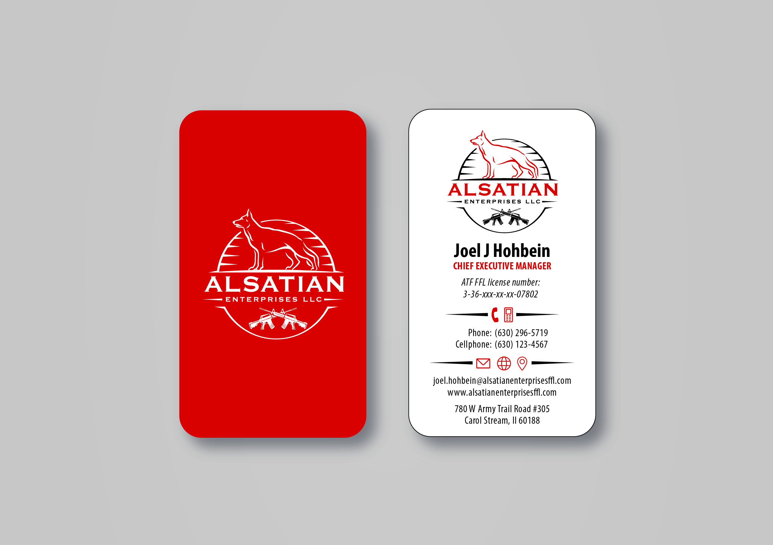 Business Card Design by MarkoE for Alsatian Enterprises LLC  | Design #29101639