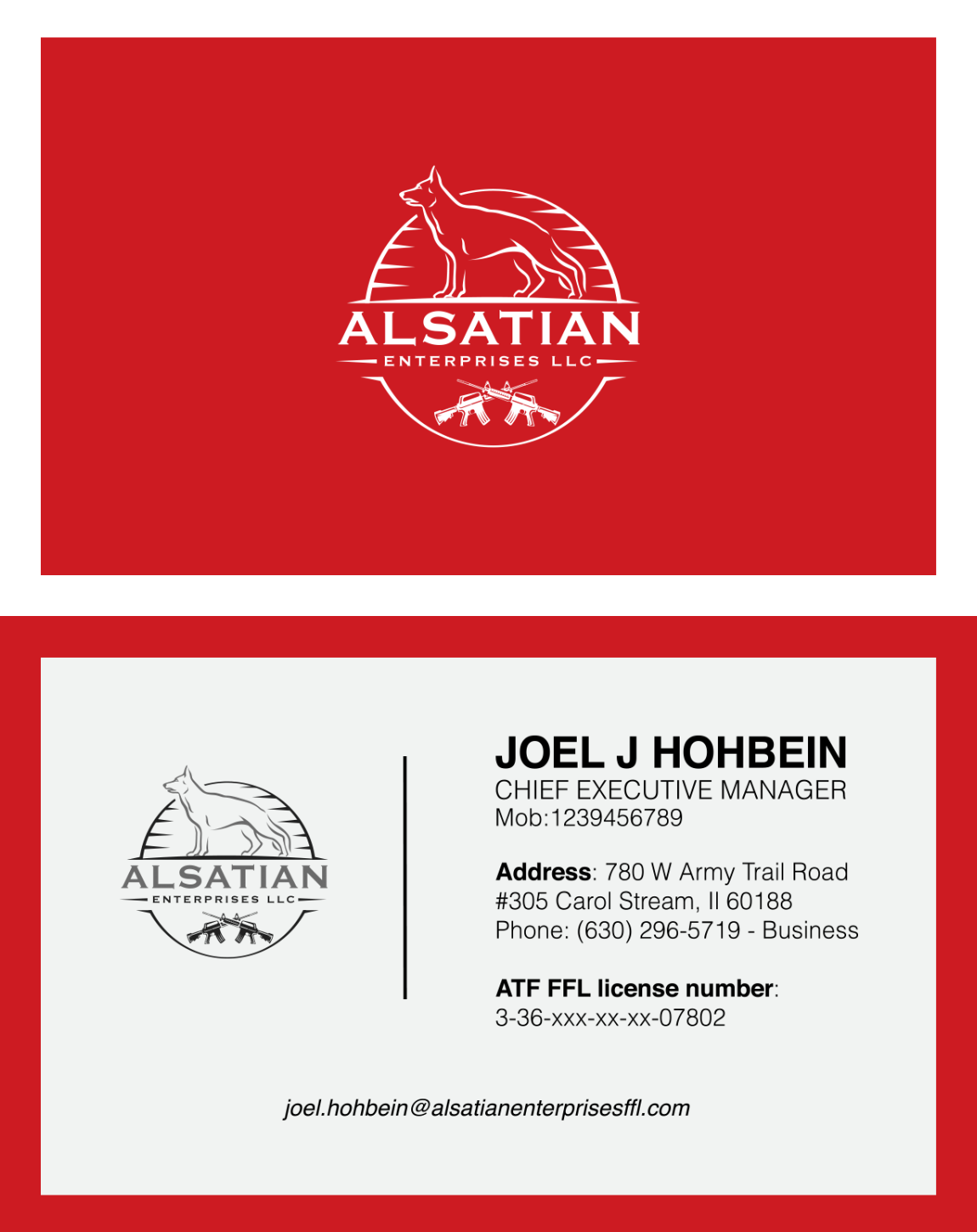 Business Card Design by Yugen Labs for Alsatian Enterprises LLC  | Design #29114424