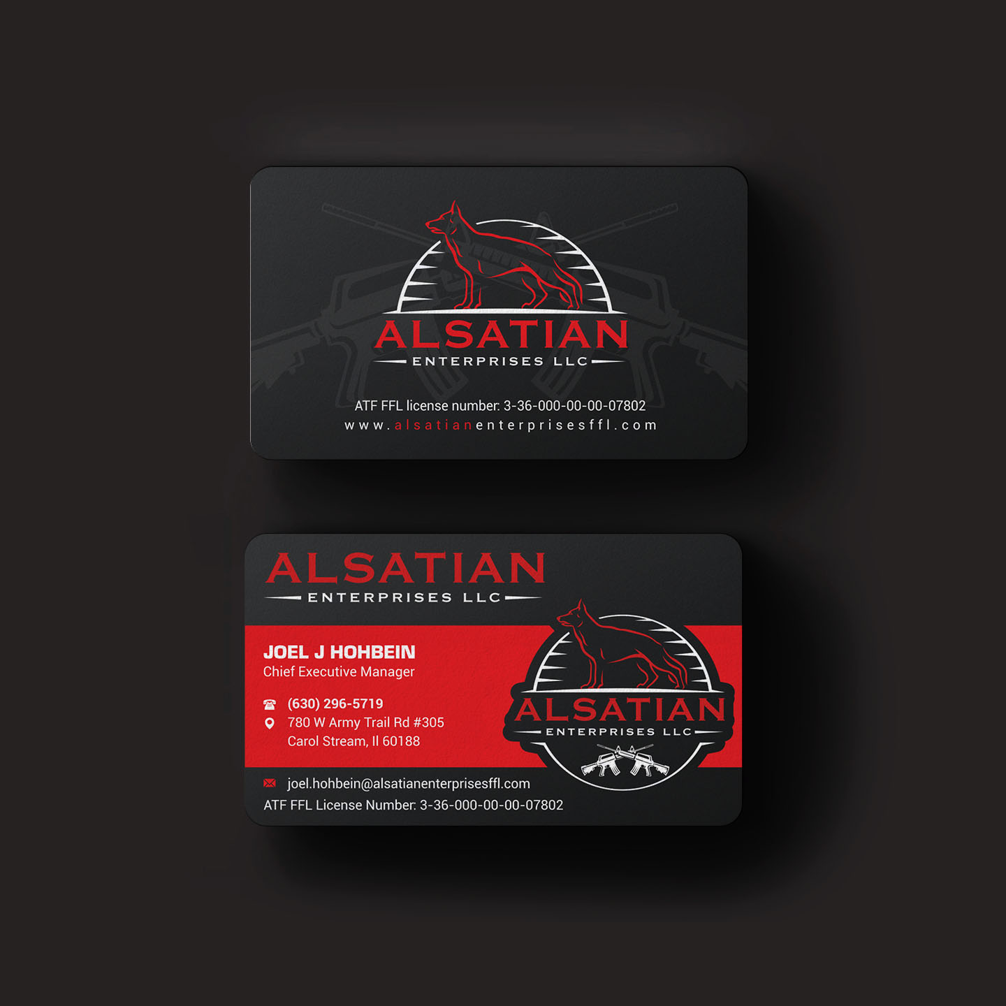 Business Card Design by INDIAN_Ashok for Alsatian Enterprises LLC  | Design #29088076