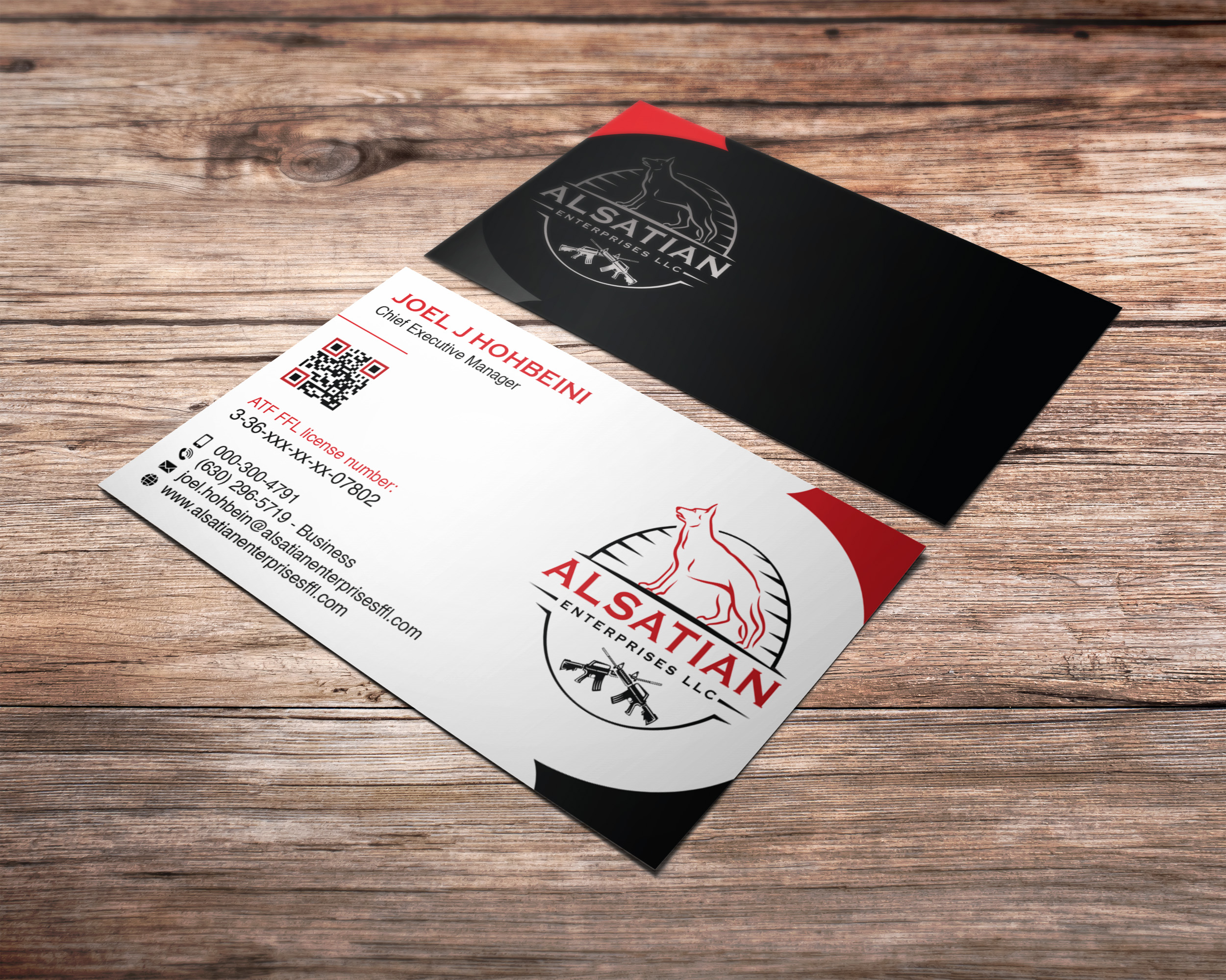 Visitenkarten-Design von Verified artistry (Design garden) für Alsatian Enterprises LLC  | Design #29098574