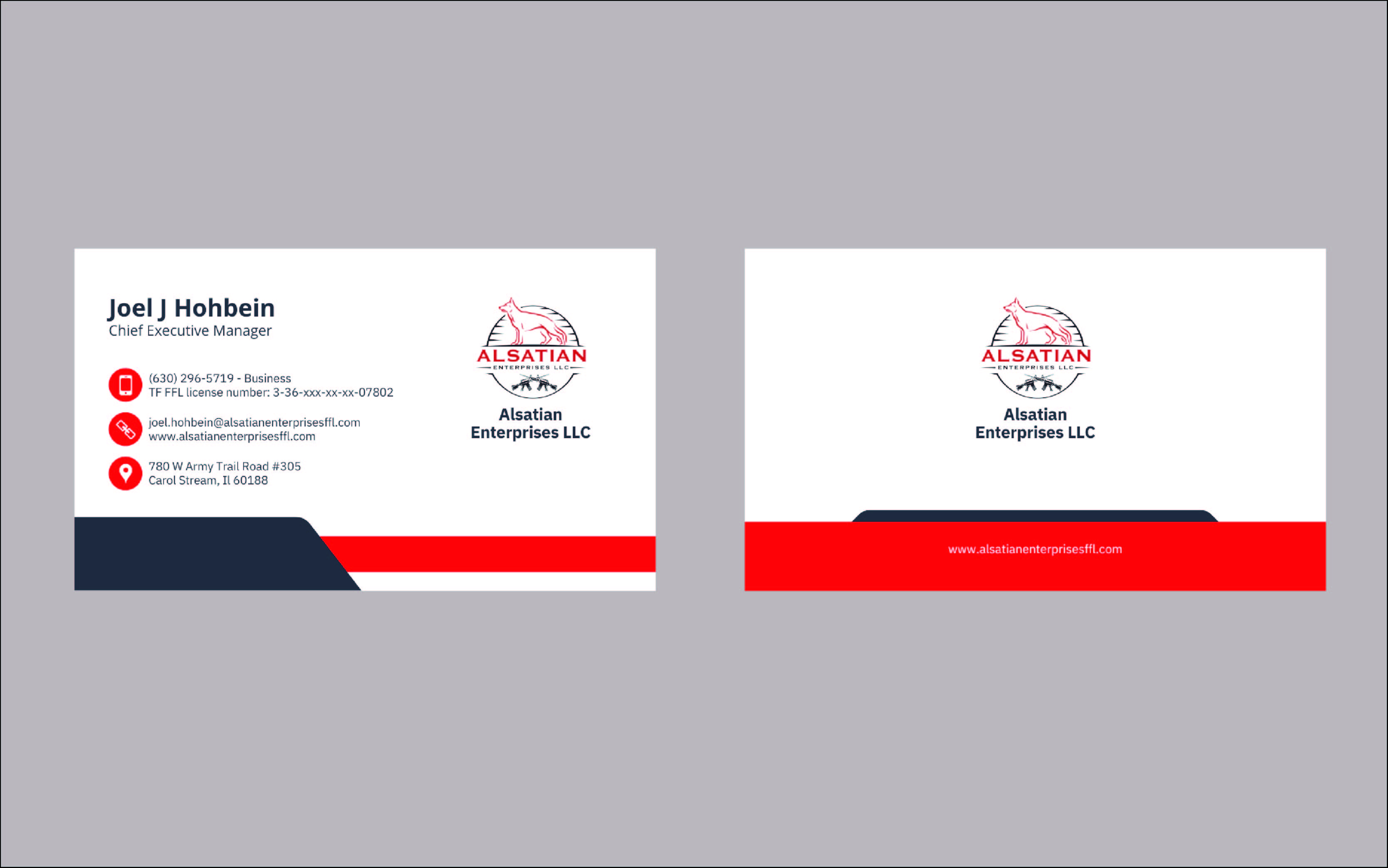 Business Card Design by Eyeonpk for Alsatian Enterprises LLC  | Design #29111846
