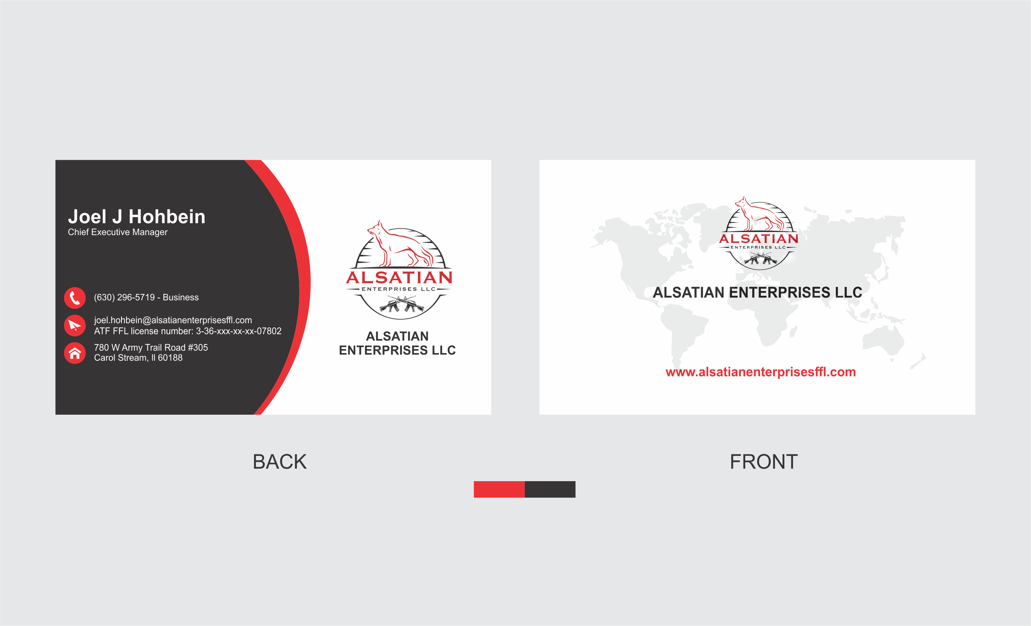 Business Card Design by Eyeonpk for Alsatian Enterprises LLC  | Design #29124258