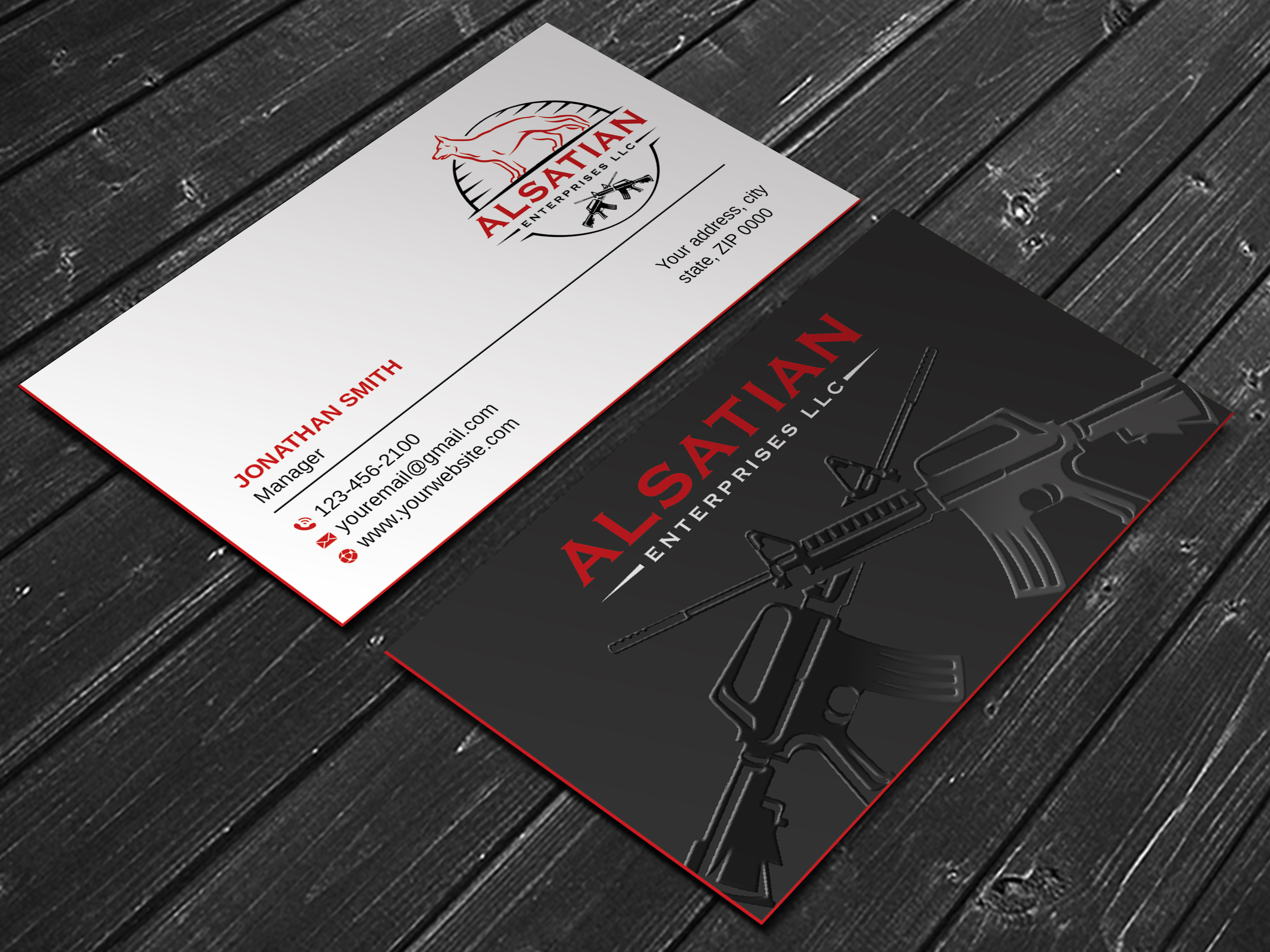 Business Card Design by LAXMI DESIGNHUB for Alsatian Enterprises LLC  | Design #29081289
