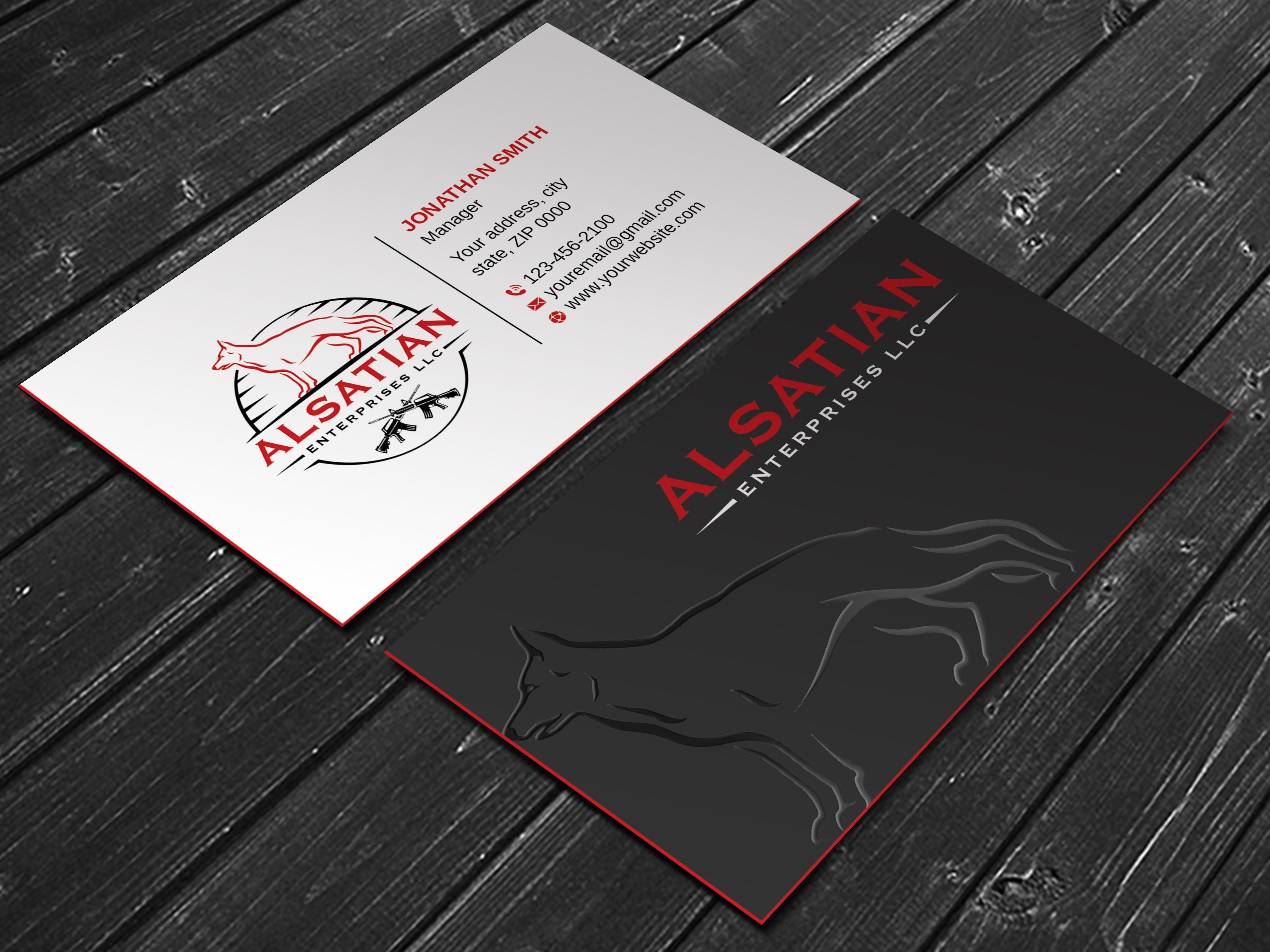 Business Card Design by LAXMI DESIGNHUB for Alsatian Enterprises LLC  | Design #29081290