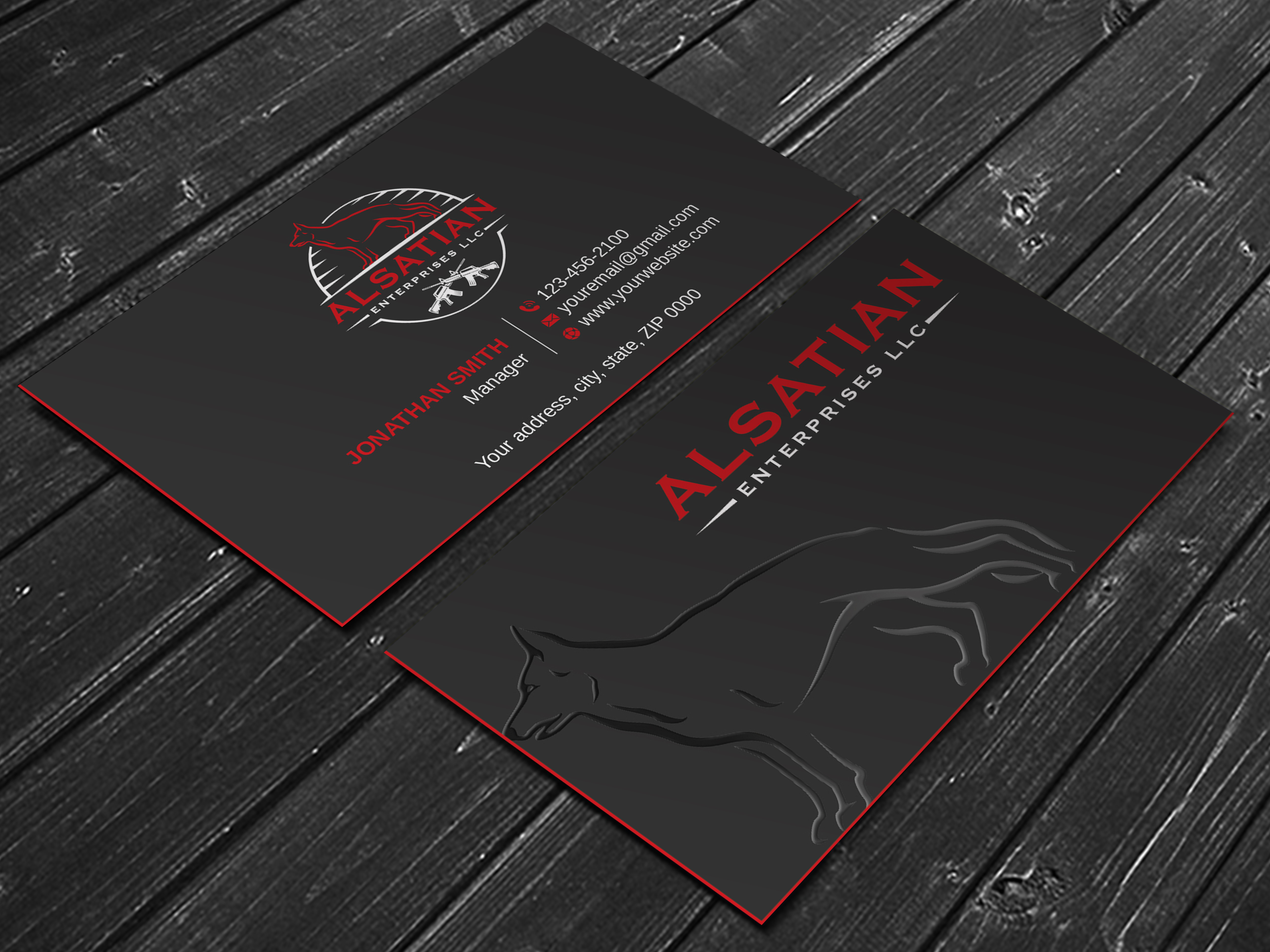 Business Card Design by LAXMI DESIGNHUB for Alsatian Enterprises LLC  | Design #29081293