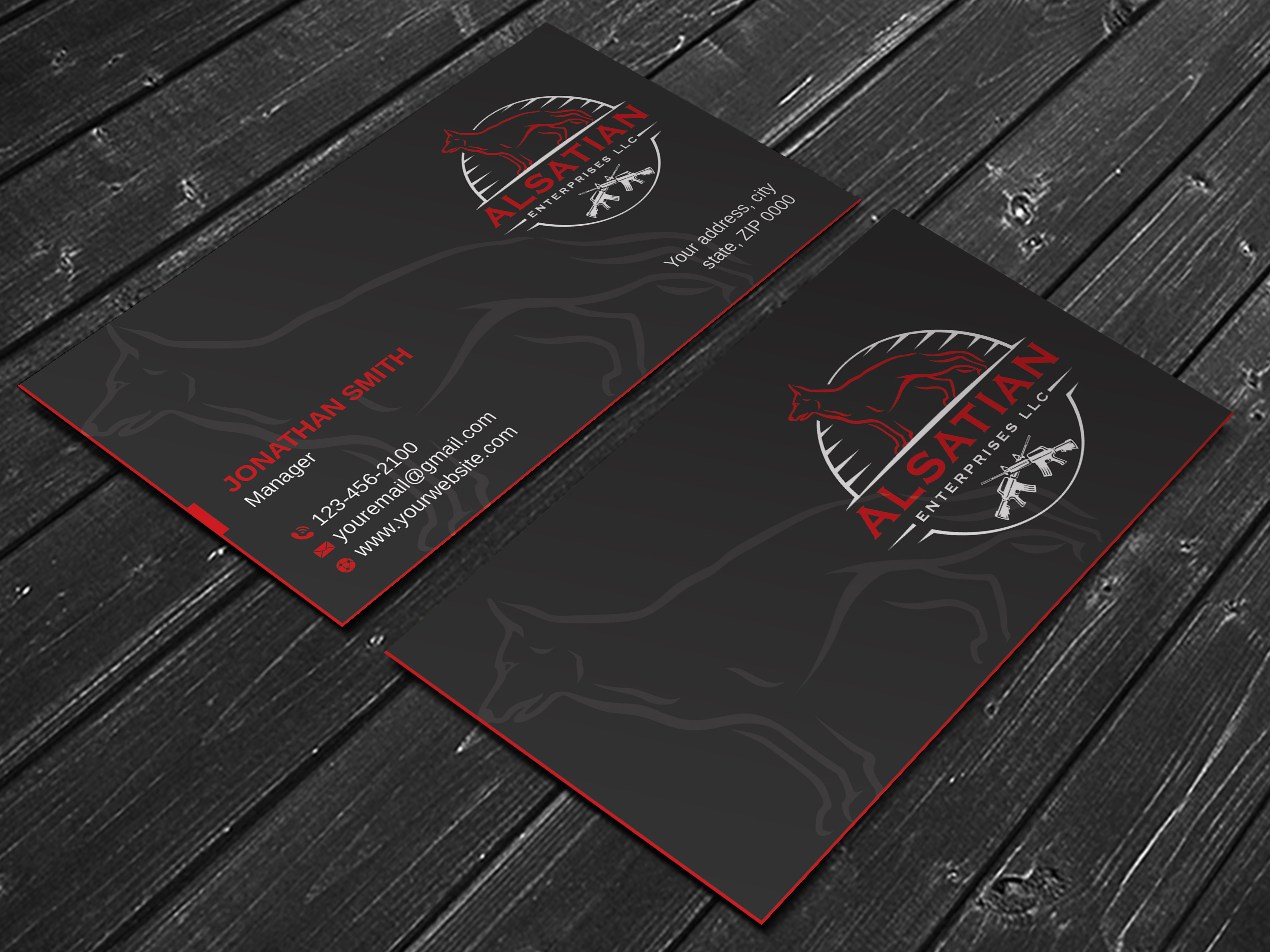 Business Card Design by LAXMI DESIGNHUB for Alsatian Enterprises LLC  | Design #29081298