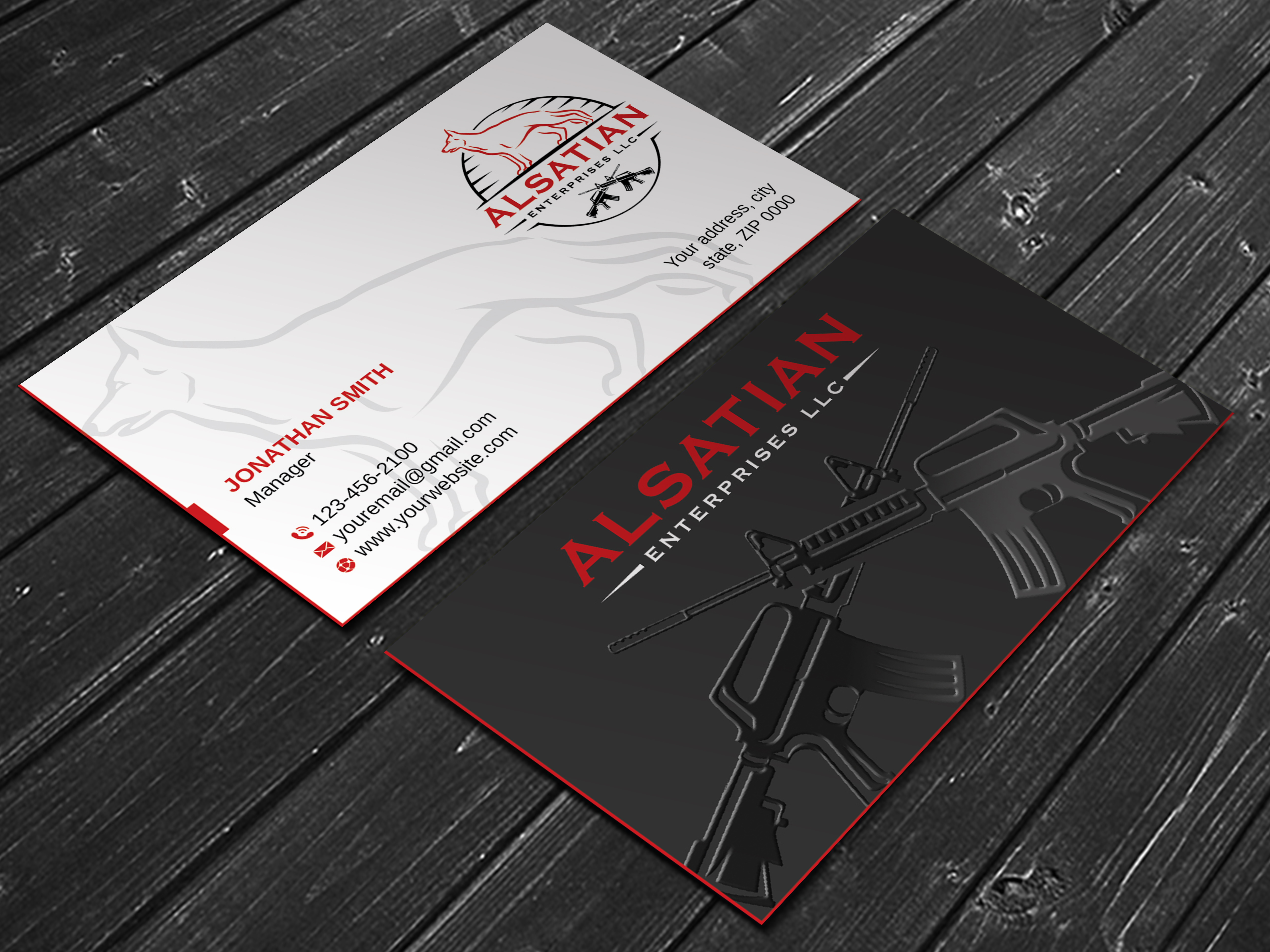 Business Card Design by LAXMI DESIGNHUB for Alsatian Enterprises LLC  | Design #29081302