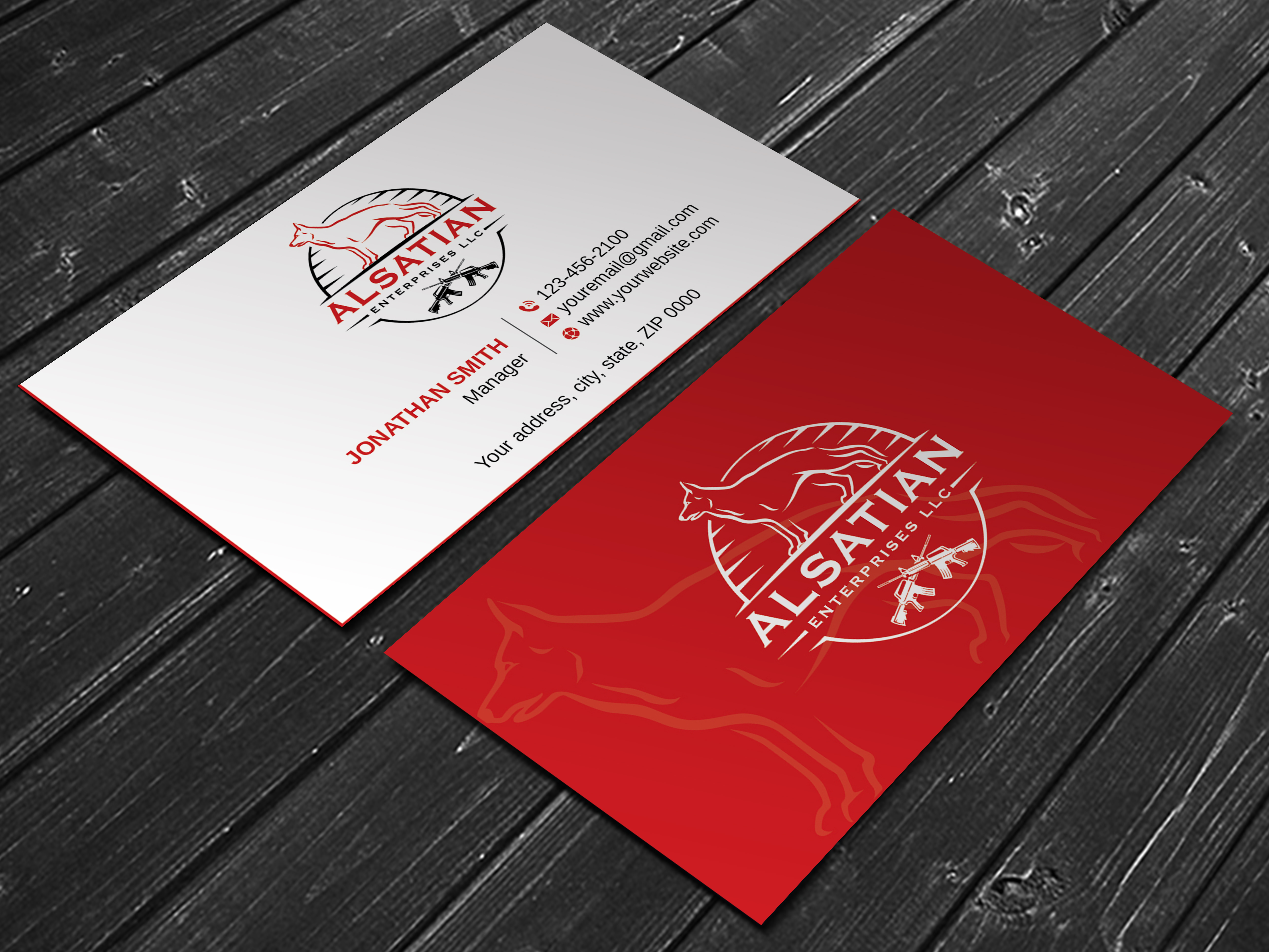 Visitenkarten-Design von LAXMI DESIGNHUB für Alsatian Enterprises LLC  | Design #29081304