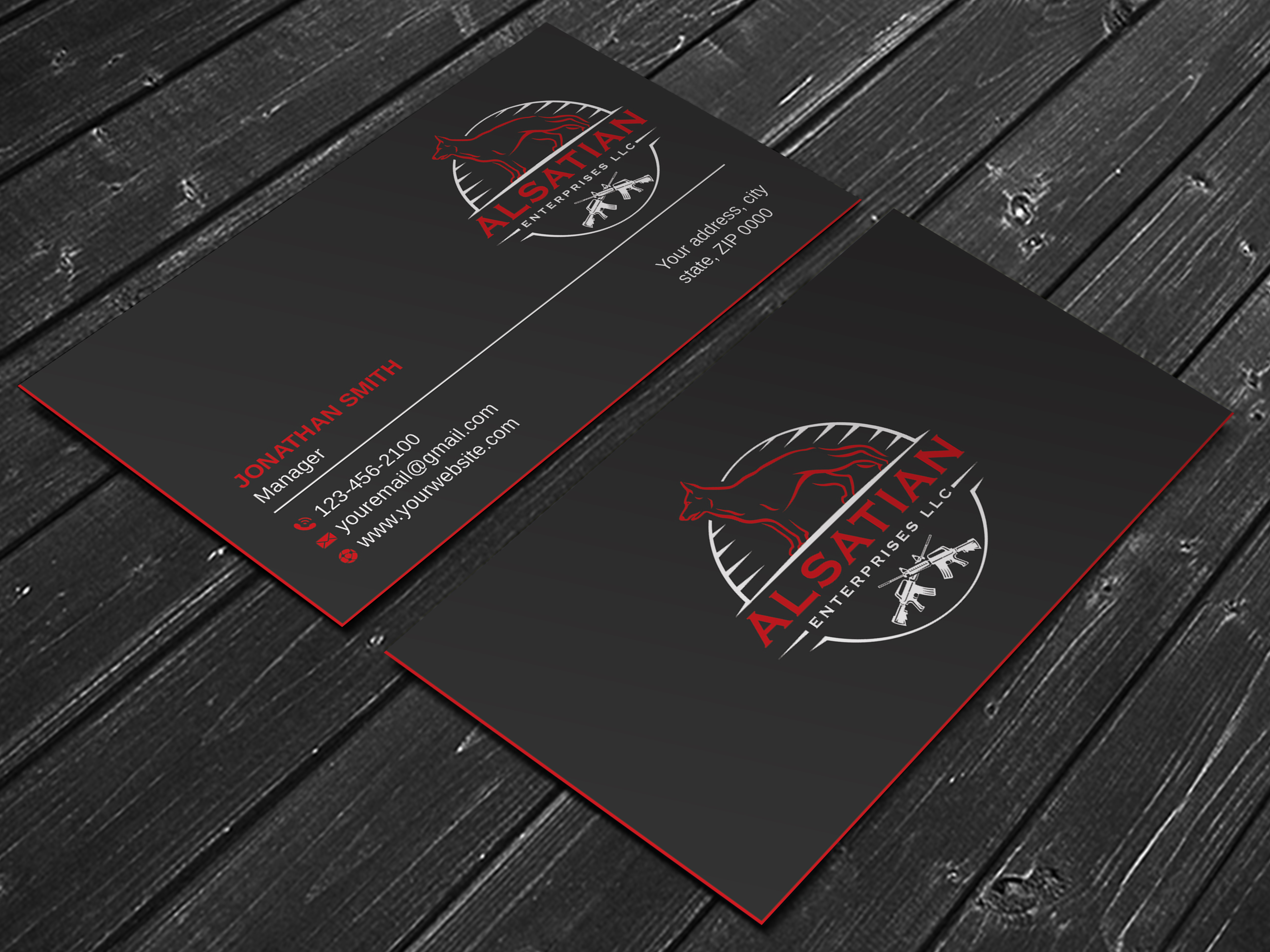 Business Card Design by LAXMI DESIGNHUB for Alsatian Enterprises LLC  | Design #29081305