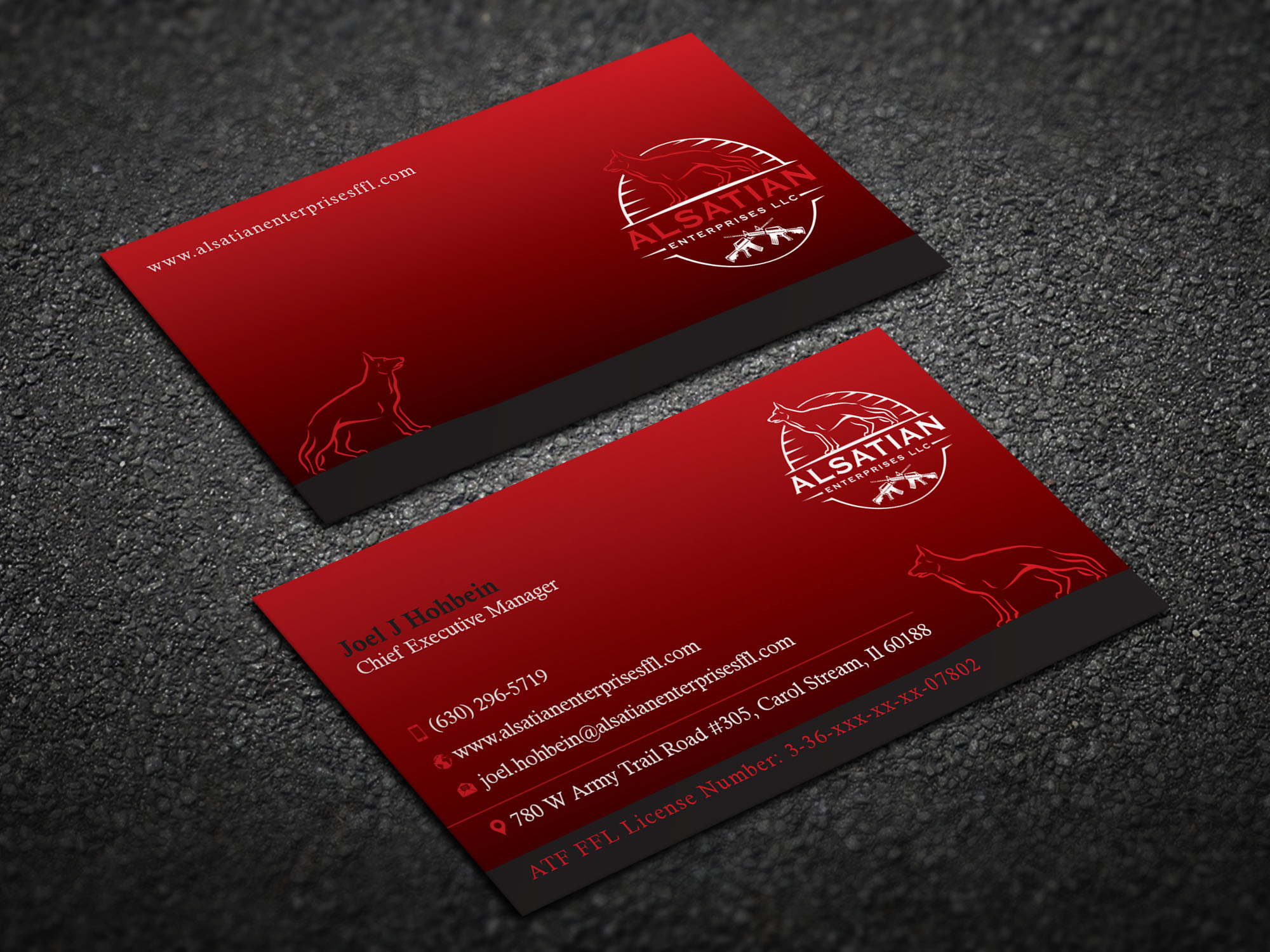 Business Card Design by Magic of Art for Alsatian Enterprises LLC  | Design #29123441