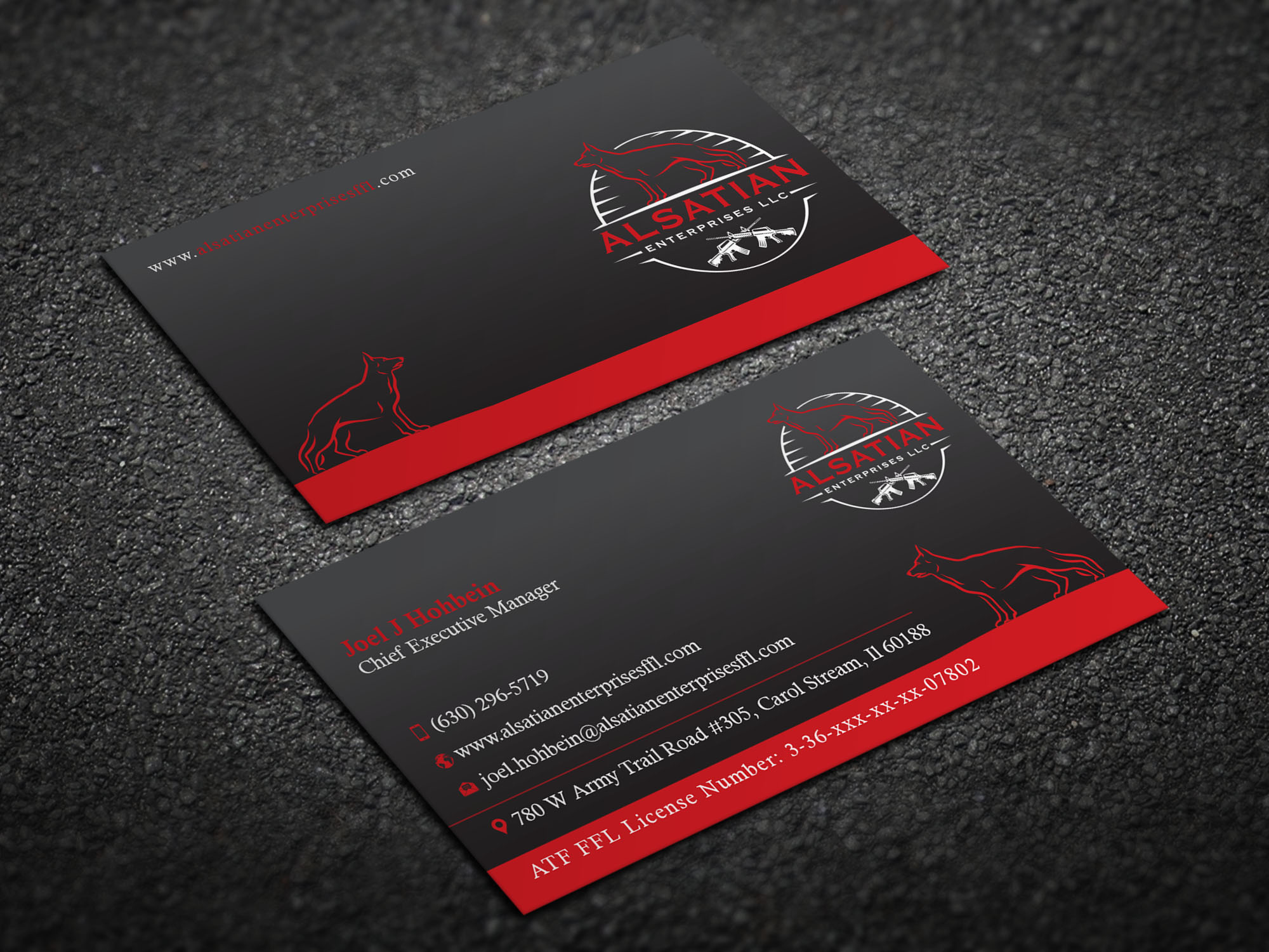 Business Card Design by Magic of Art for Alsatian Enterprises LLC  | Design #29123443