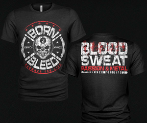 BORN 2 BLEED - Blood, Sweat, Passion & Metal!  Drummer T-shirt | T-shirt Design by Milton Bhowmik
