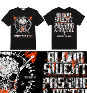 BORN 2 BLEED - Blood, Sweat, Passion & Metal!  Drummer T-shirt | T-Shirt-Design von Heydale