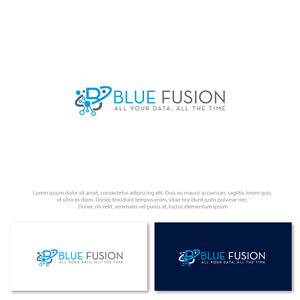 Blue Fusion along with the tagline: ALL YOUR DATA, ALL THE TIME | Diseño de Logo por Anekaa