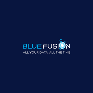Blue Fusion along with the tagline: ALL YOUR DATA, ALL THE TIME | Logo Design by Loknadh busam