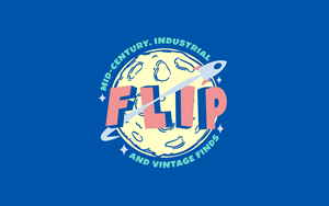 FLIP is the business name and the tag line is: Mid-Century, Industrial & Vintage Finds | Diseño de Logo por adjeiiBlack