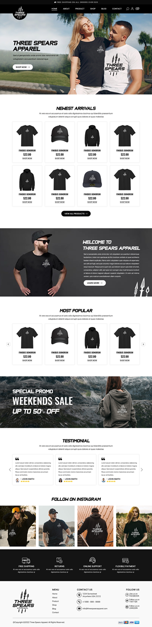 Three Spears Apparel  | Wordpress Design by Titan Eagle