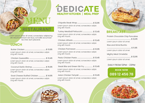 GRAPHIC DESIGN FOR RESTAURANT MENU FOR HEALTHY RESTAURANT | Graphic Design by luutrongtin89
